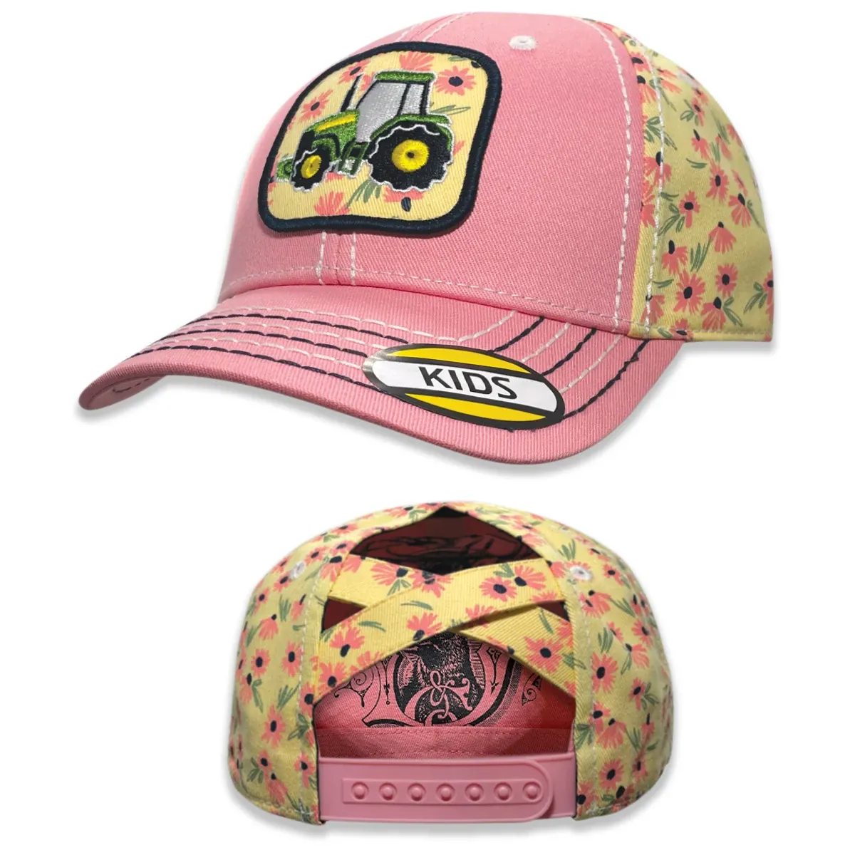 Kids Tractor Patch Ponytail Hat 