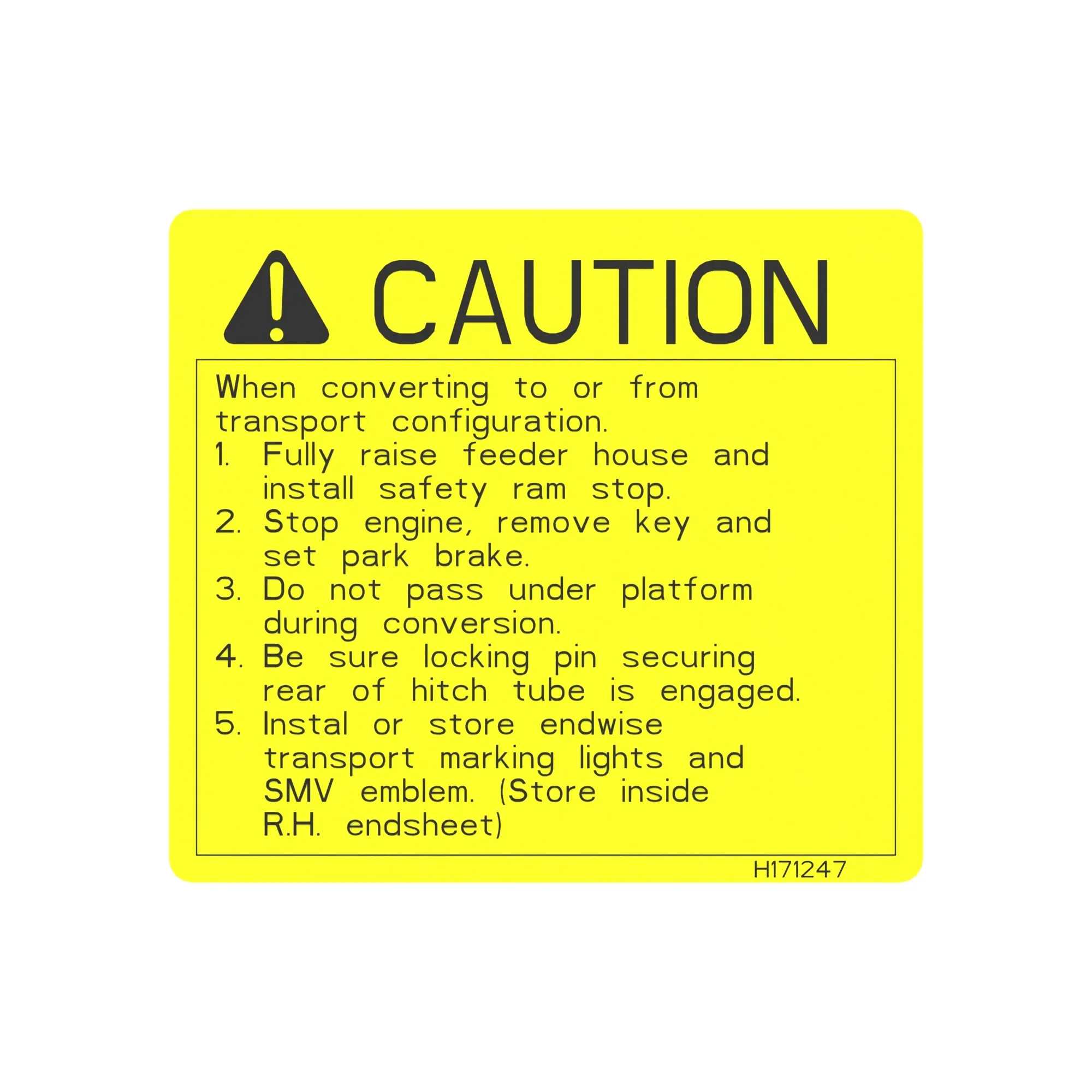 John Deere Safety Sign - H171247