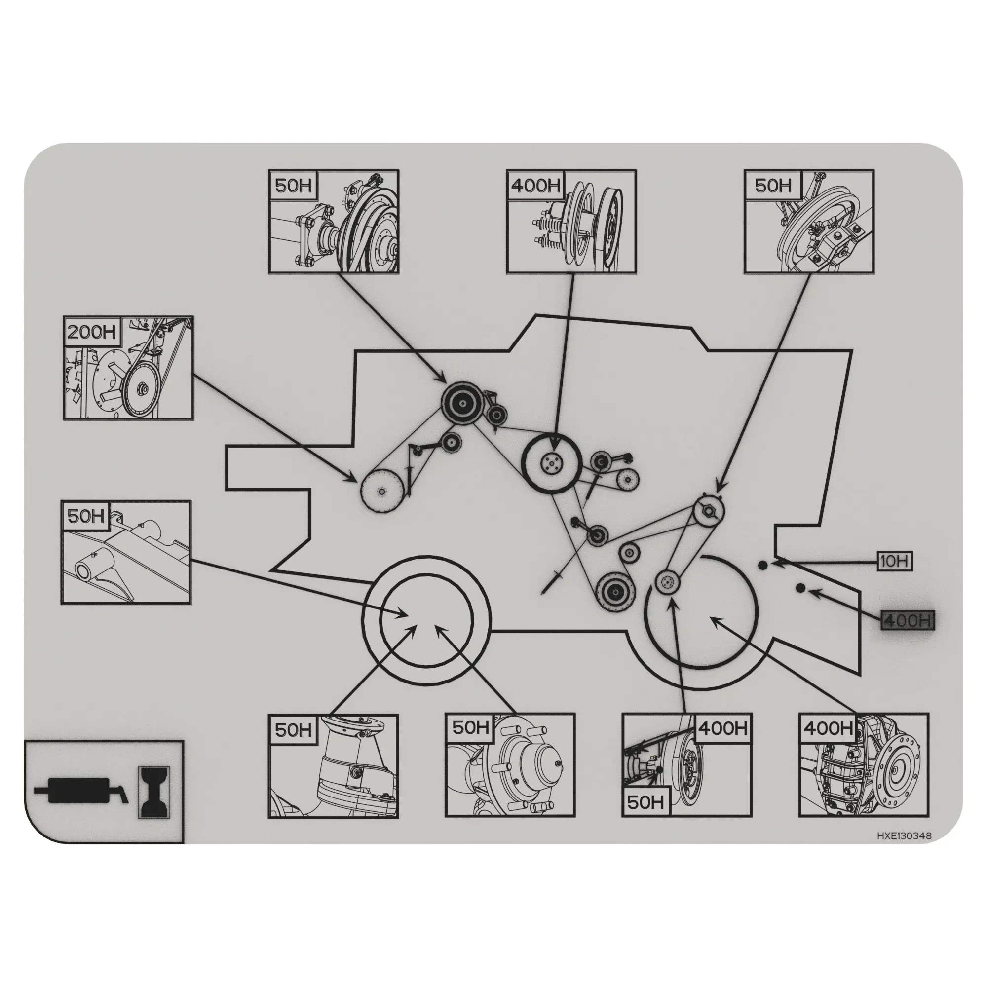 John Deere Lubricant Chart Label, Right Side - HXE130348