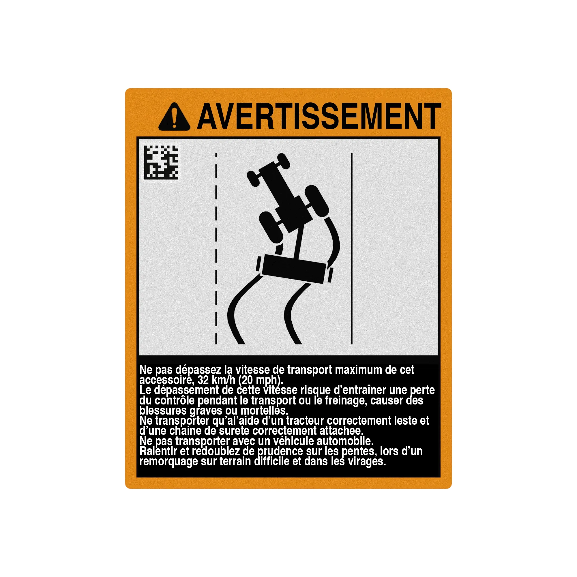 John Deere Warning Label, French - A75713