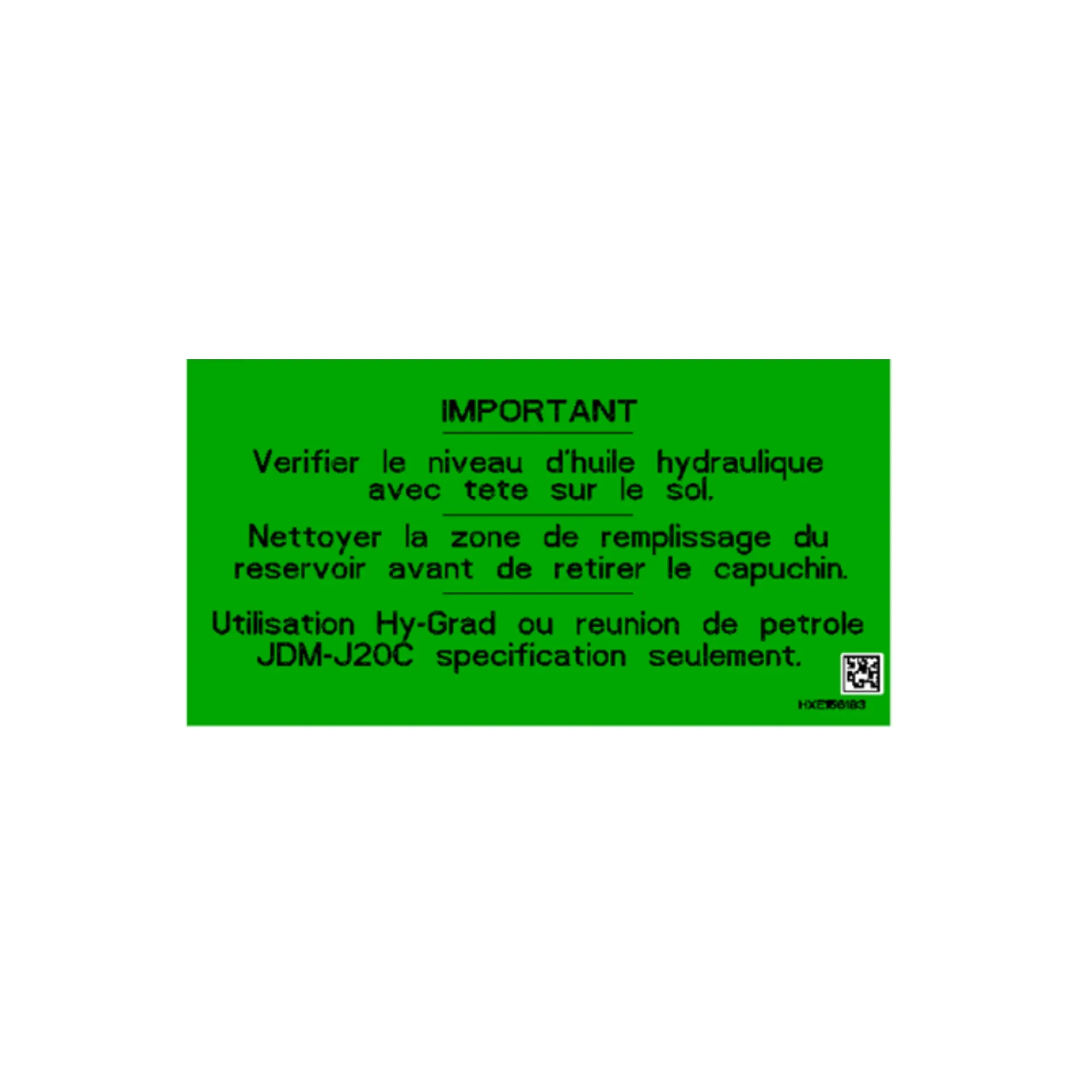 John Deere Label - HXE156183