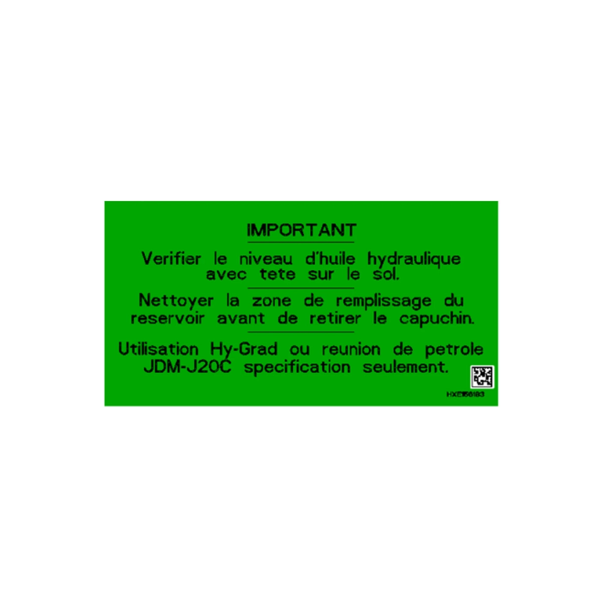 John Deere Label - HXE156183