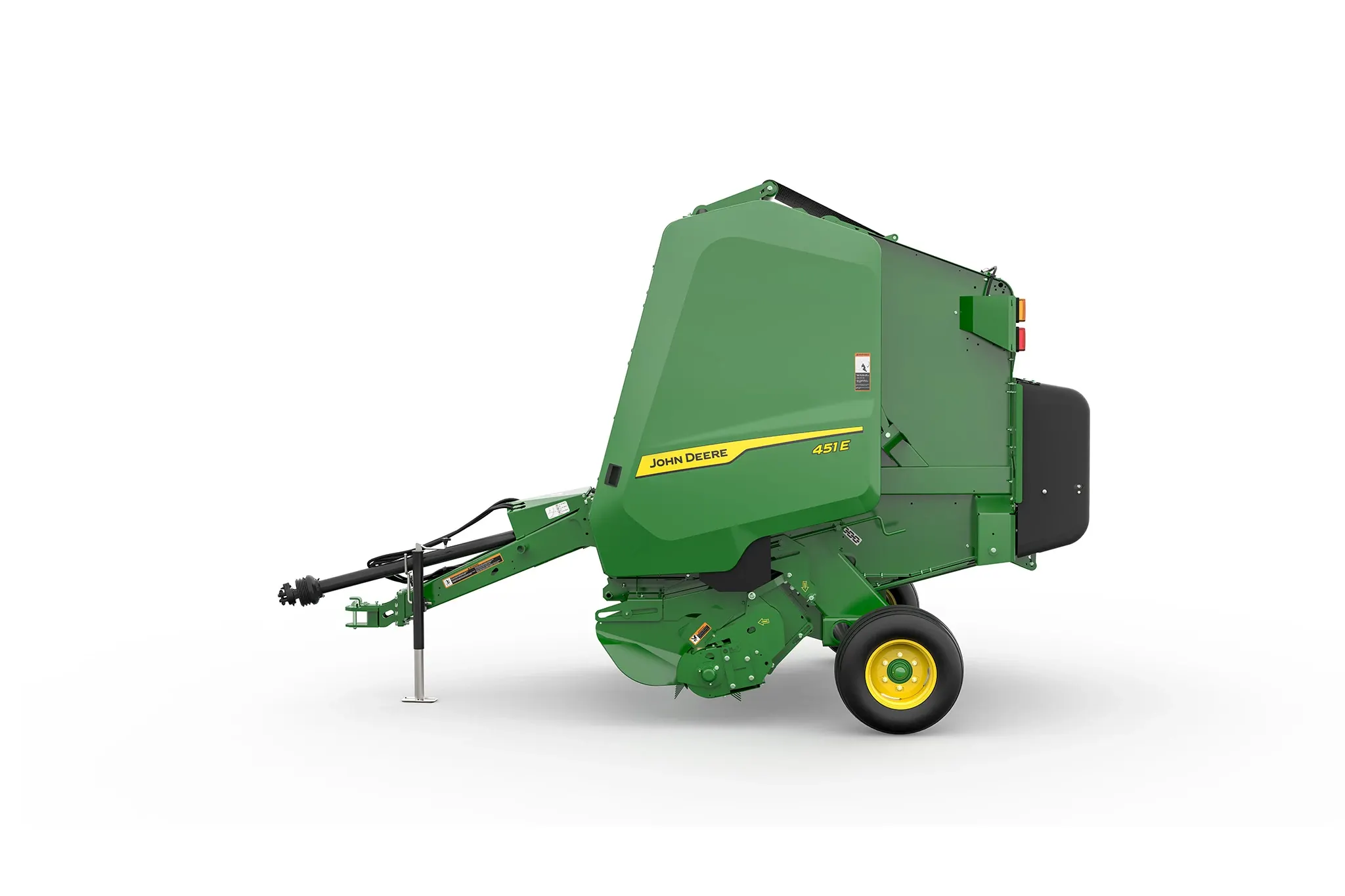Left close-up studio rendering of John Deere 451E Round Baler