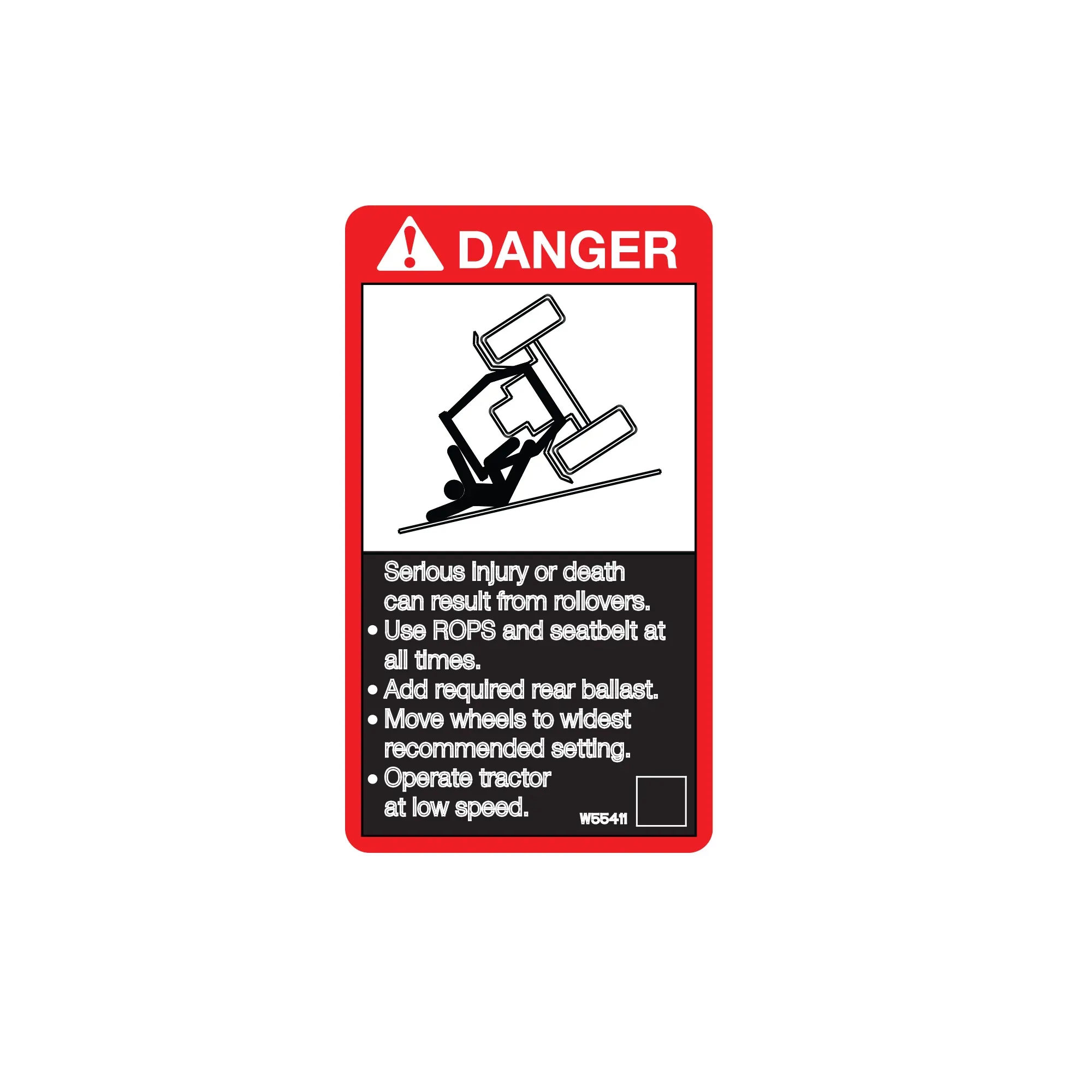 John Deere Danger Label - W55411