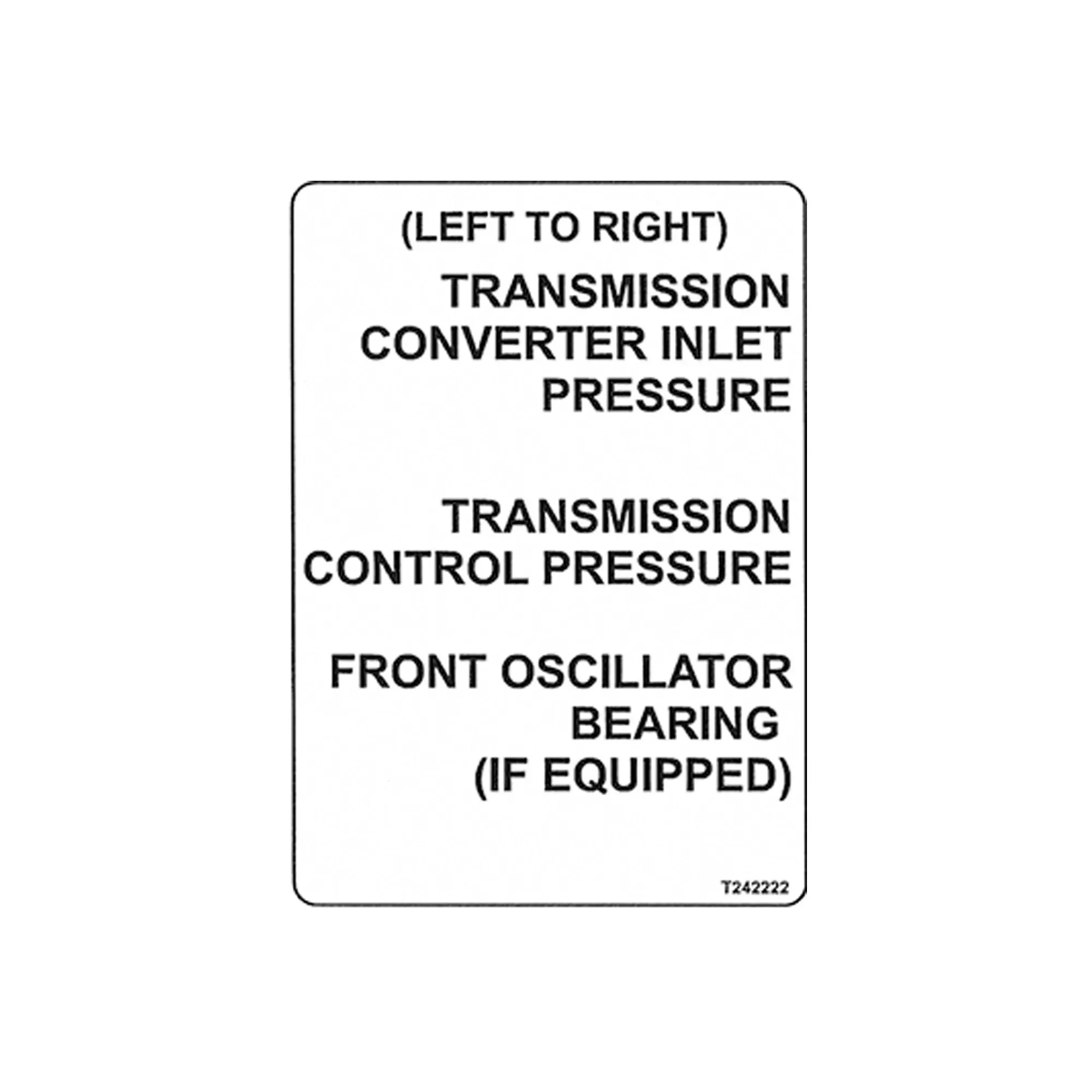 John Deere Grease Points Label - T242222
