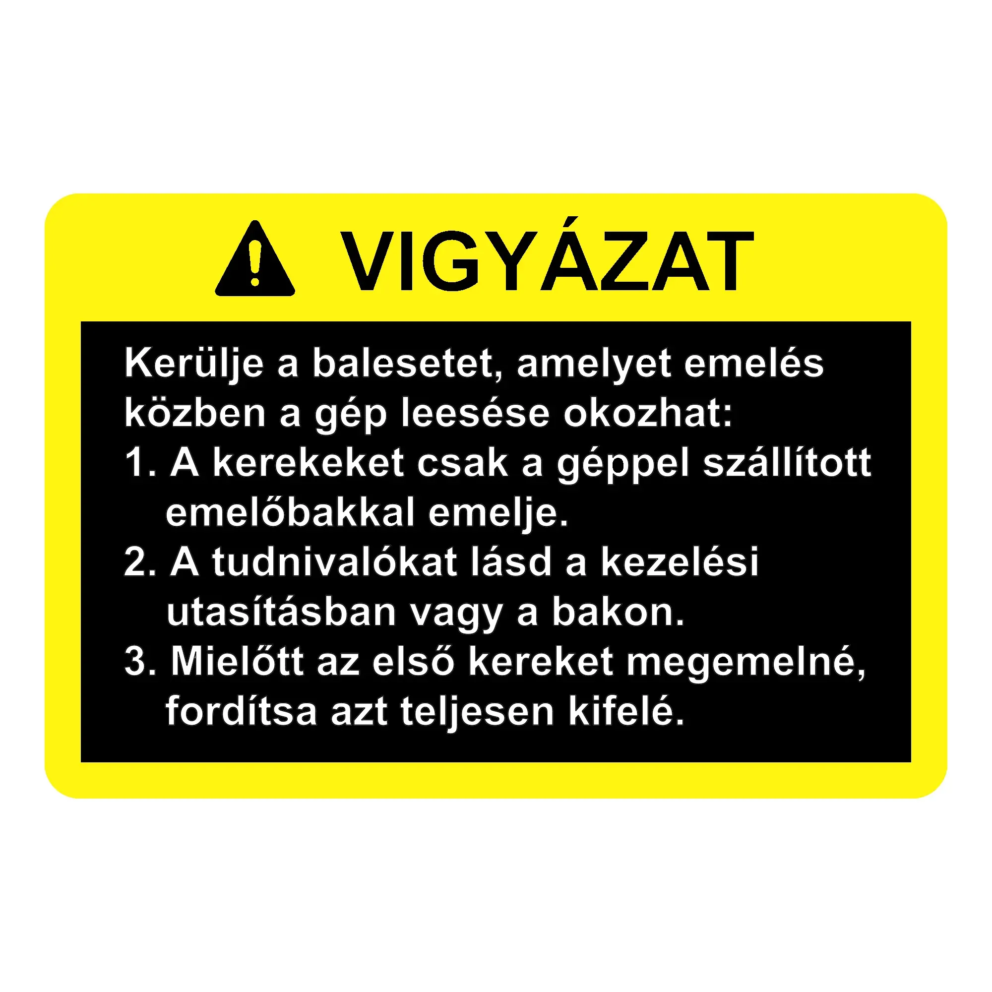 John Deere Caution Jacking Label, Hungarian - N307943