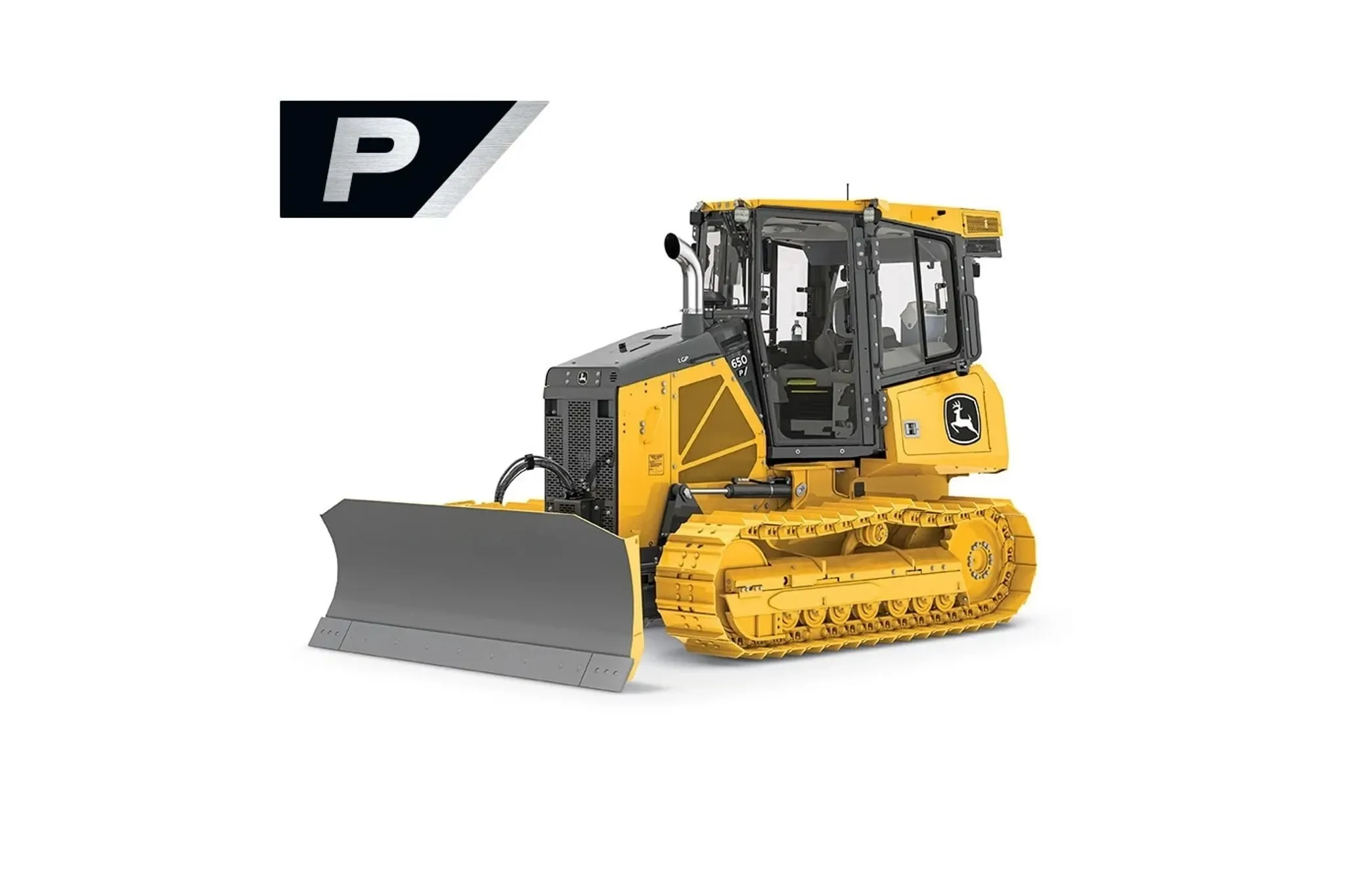 John Deere 650 P-Tier crawler dozer with front grading blade