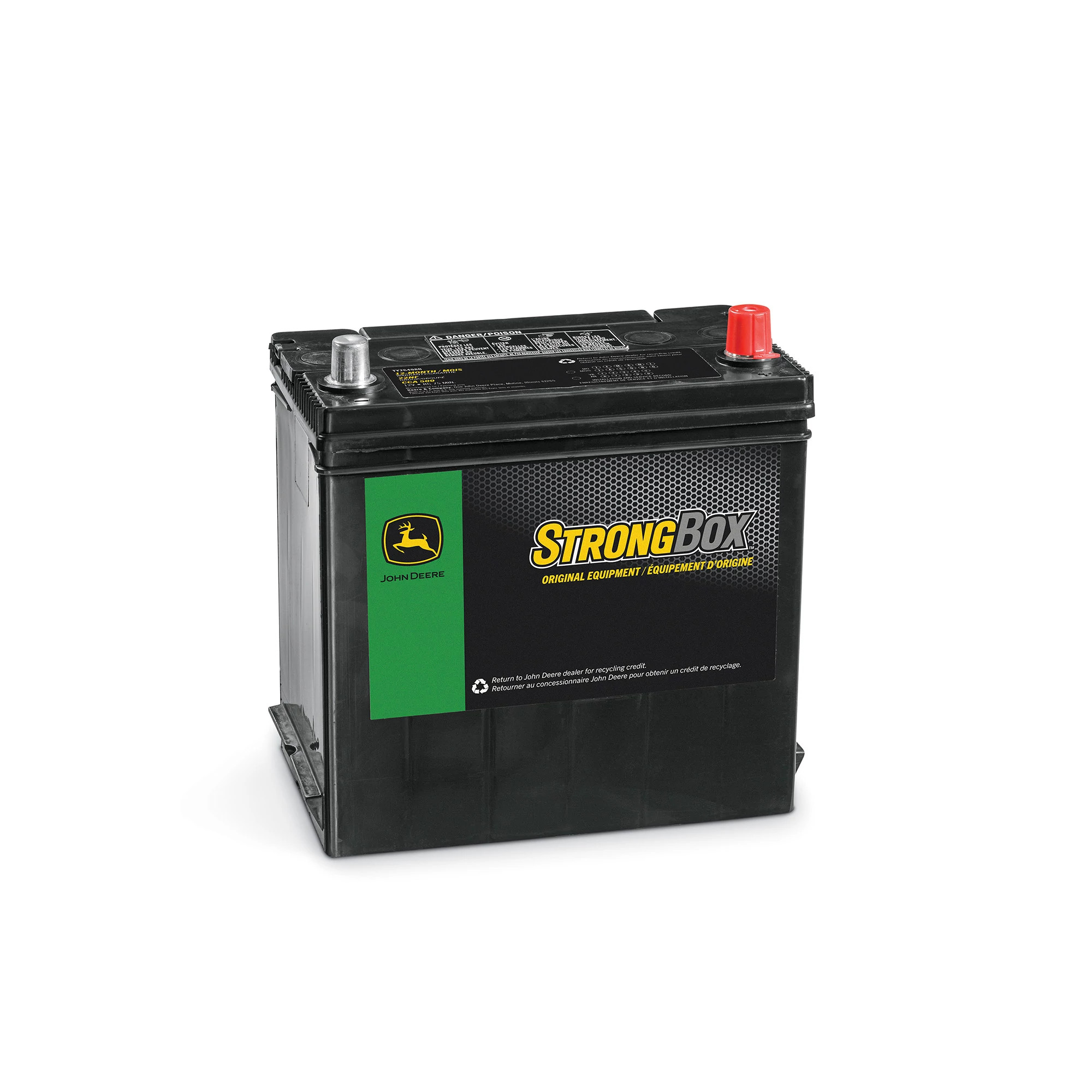 John Deere 12 Volt Battery, Wet Charged, 45 Ah, 500 CCA, 22NF BCI - TY26498B