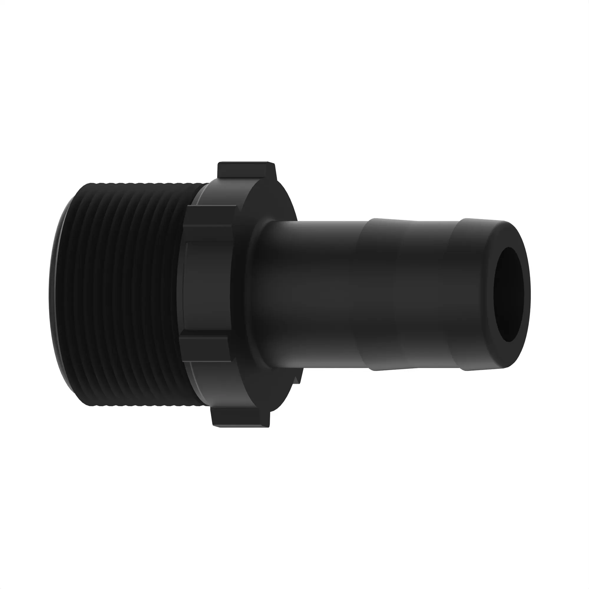HOSE BARB WITH FLOW STRAIGHTNER