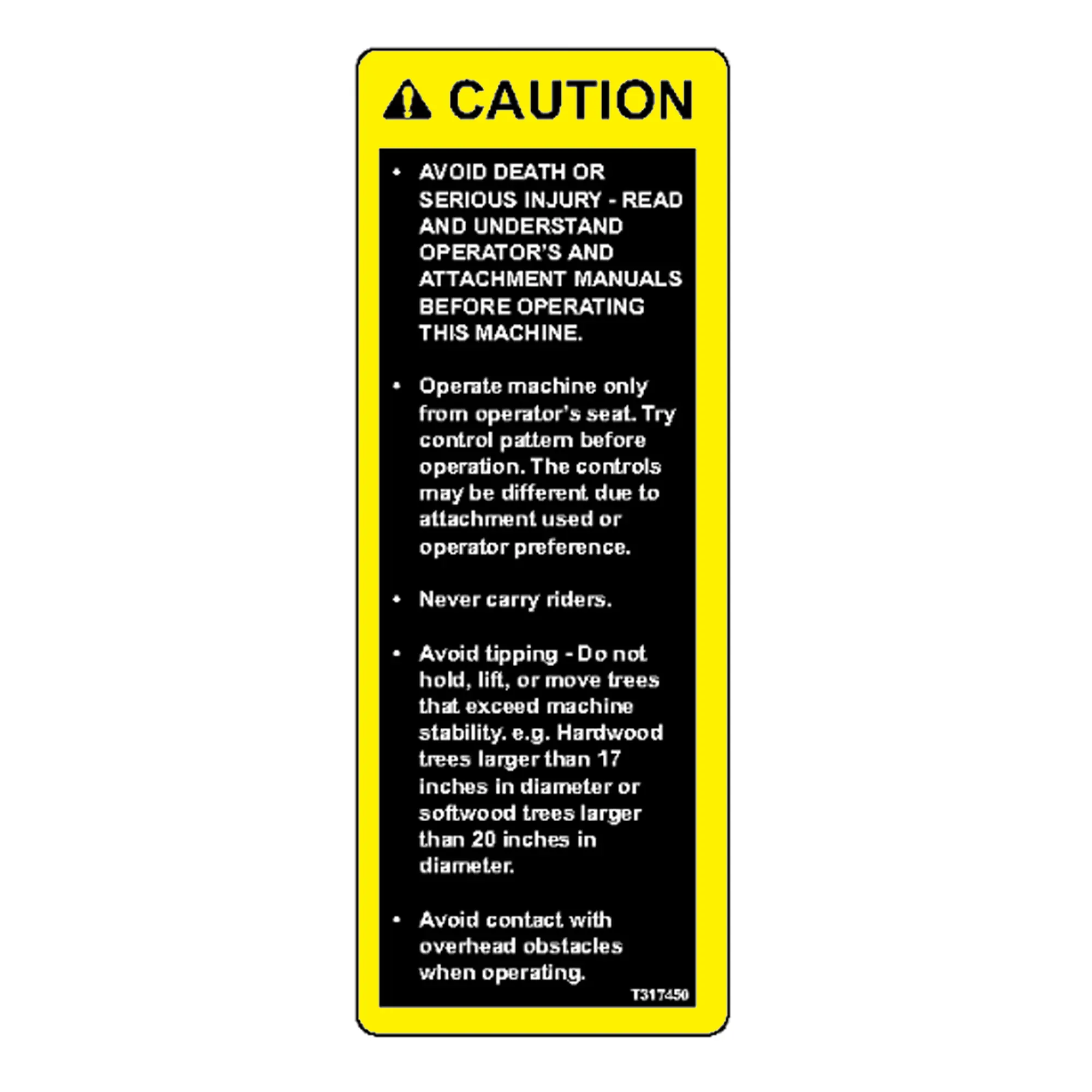 John Deere Safety Sign, Operation Caution - T317450
