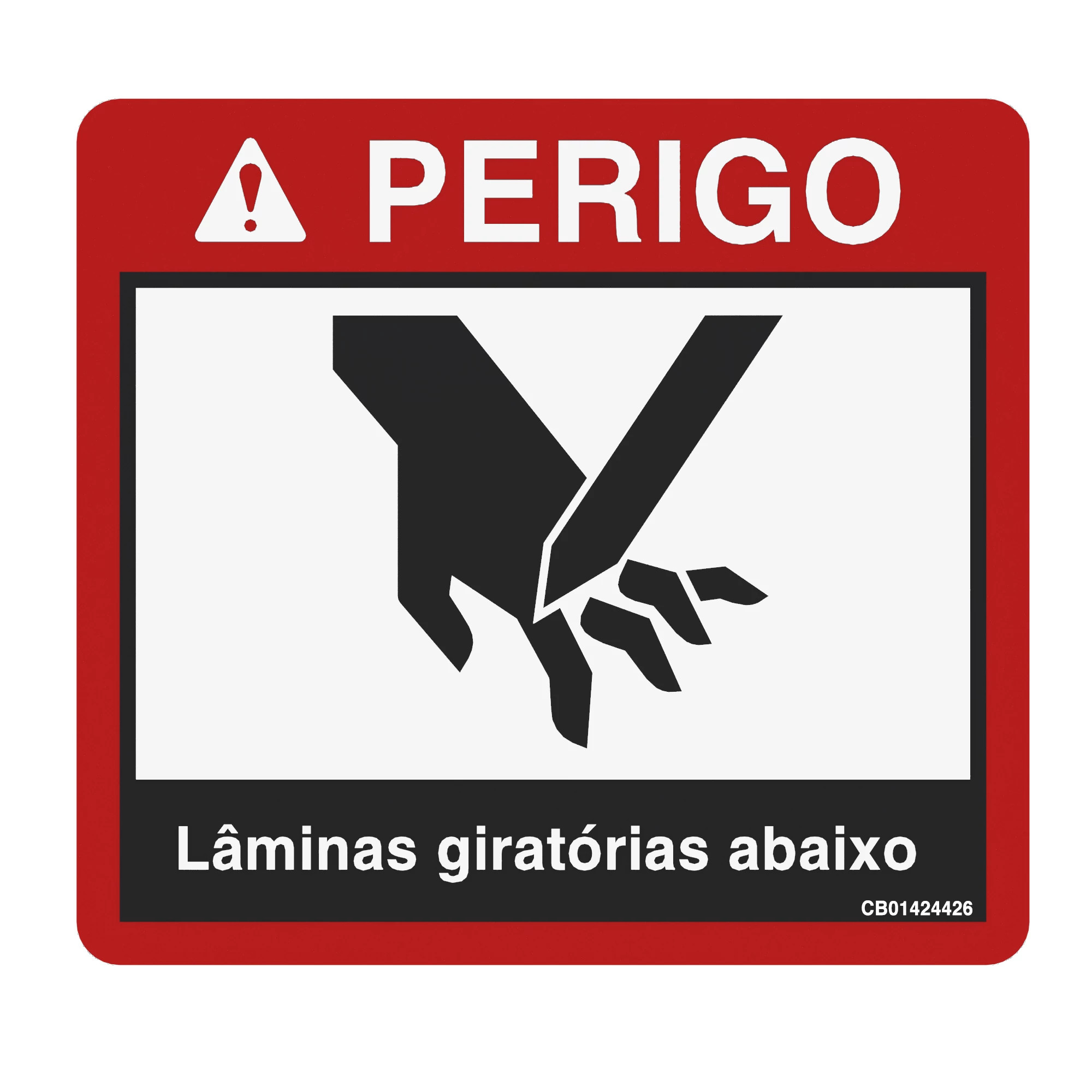 John Deere Safety Sign, Rotating Knives Danger, Spanish - CB01424426