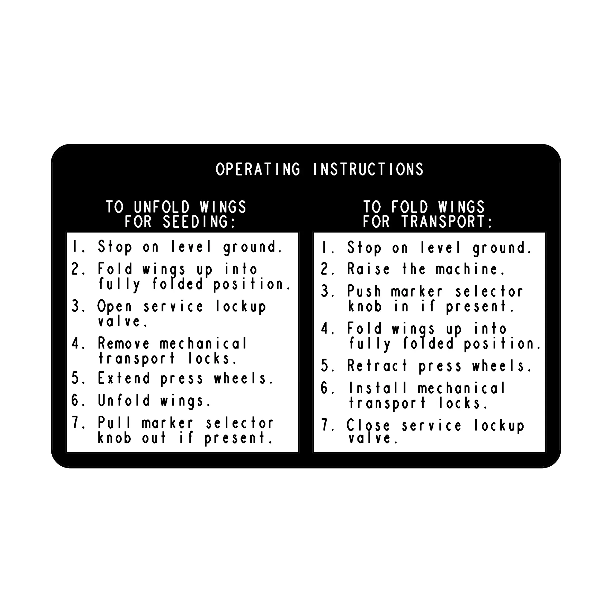 John Deere Wing Fold Label - A61401