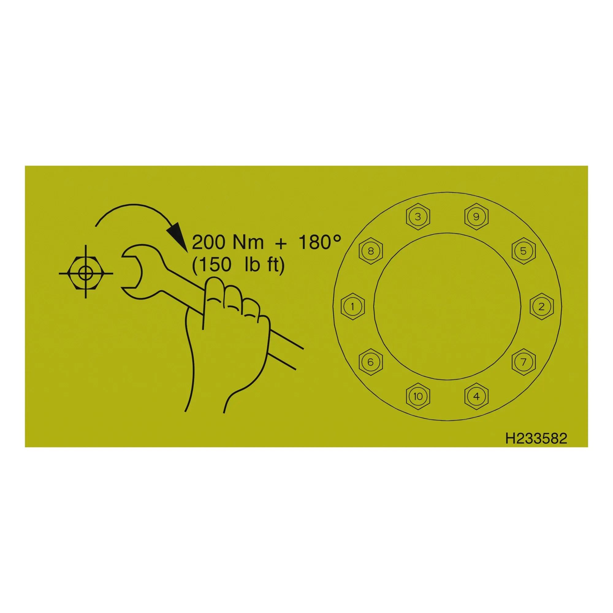 John Deere Wheel Bolt Torque Label - H233582