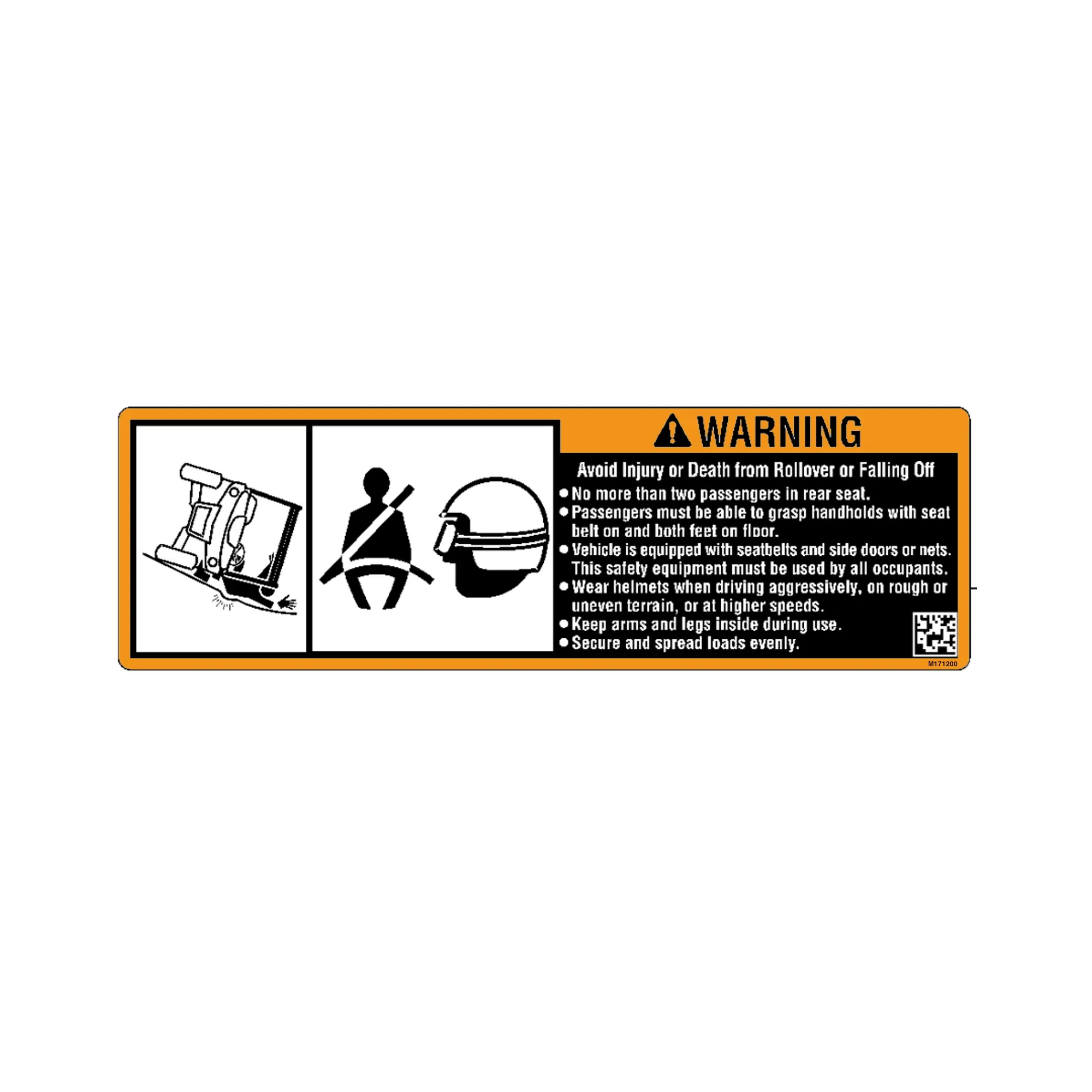 John Deere Warning Rear Occupant Label - M171200