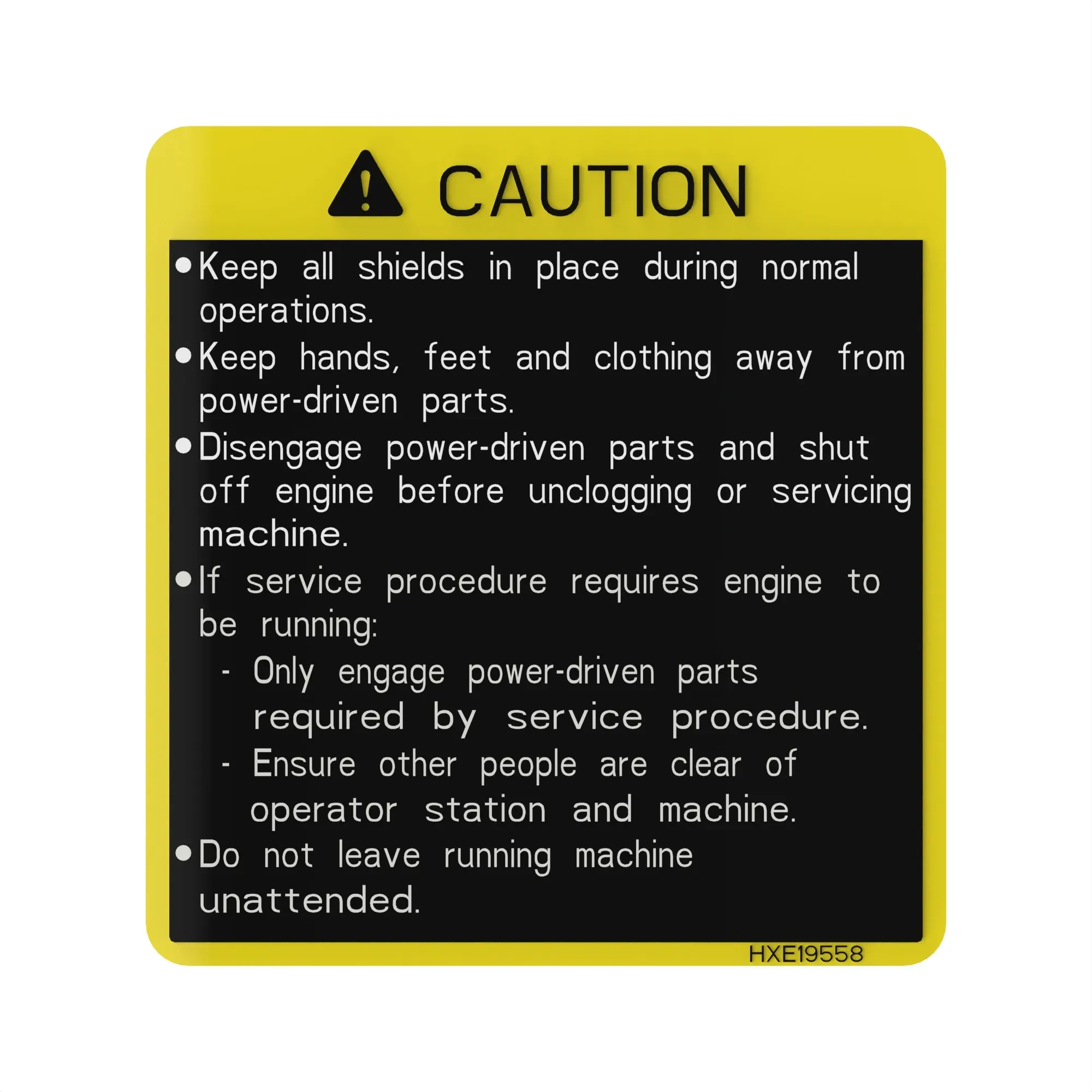 John Deere Caution Label - HXE19558