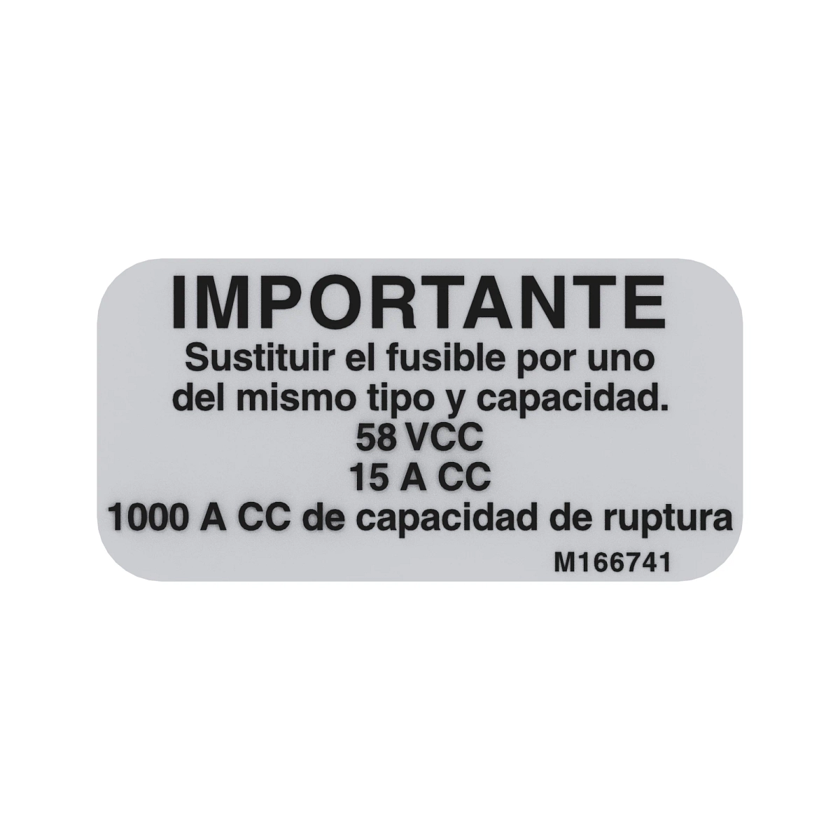 Label, Fuse 15A 58V Sp