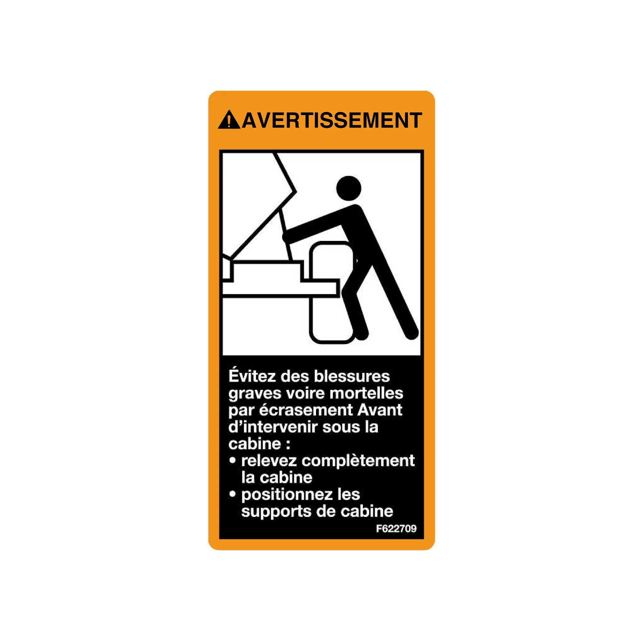 John Deere Cab Support Safety Label - F622709