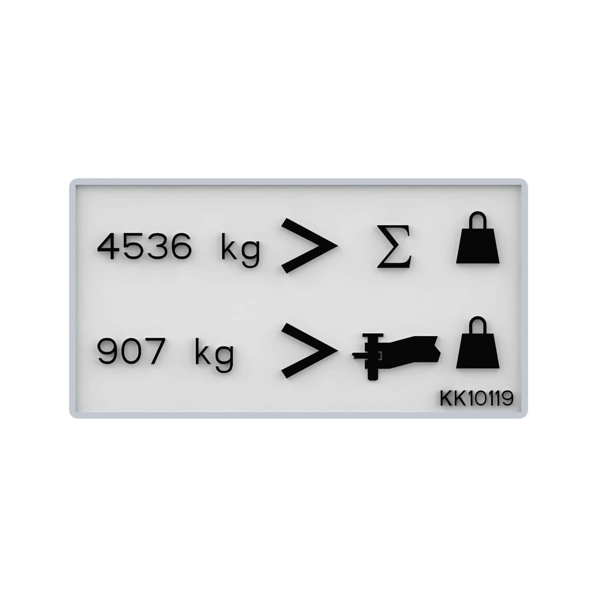 SIGN, TEXT FREE REAR HITCH WEIGHT L