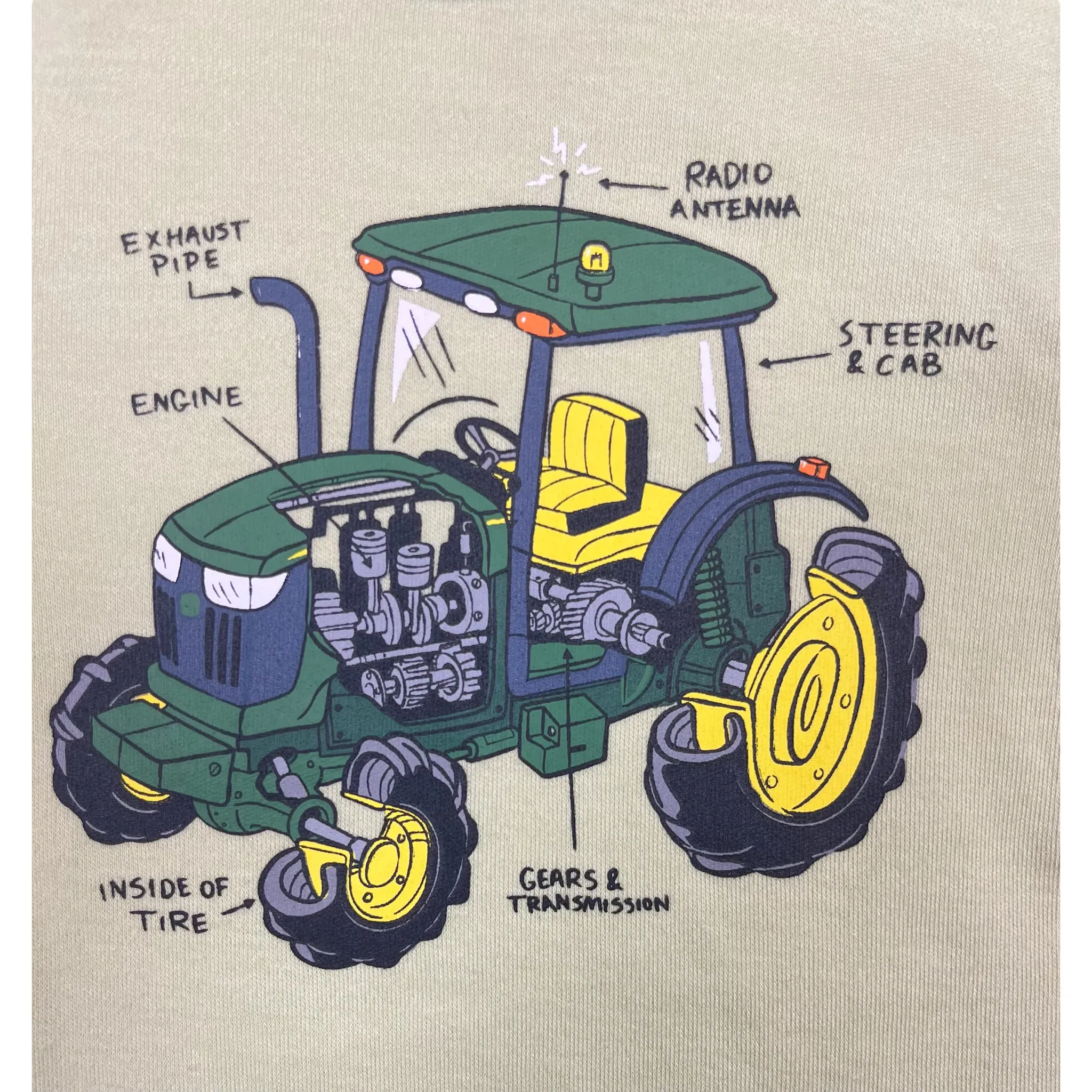 Infant Tractor Diagram Bodyshirt with Layered Sleeves