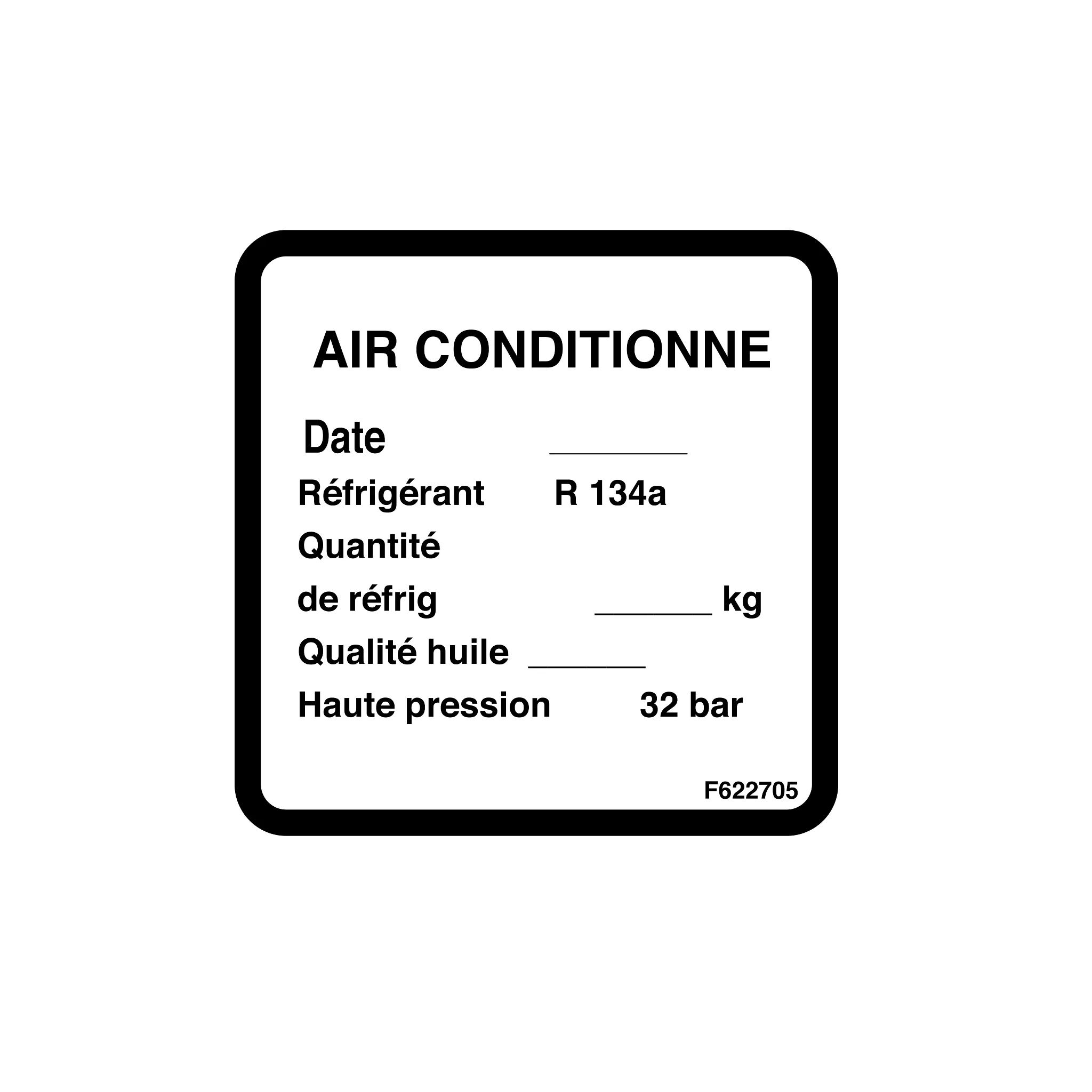 John Deere A/C Refrigerant Label - F622705