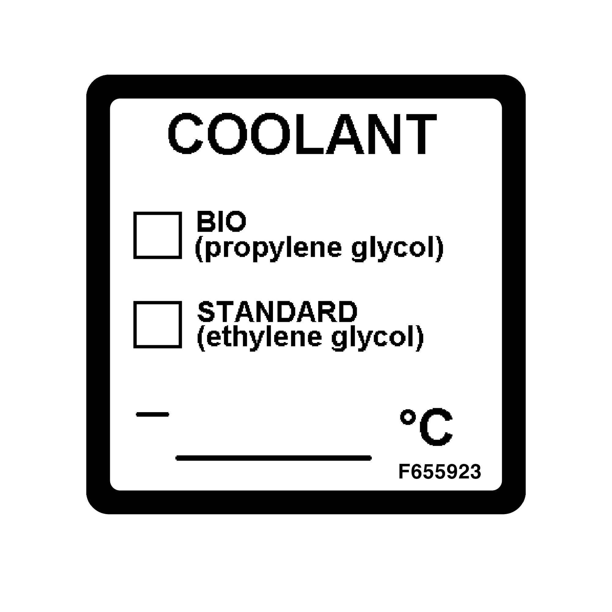 John Deere Label, Coolant - F655923