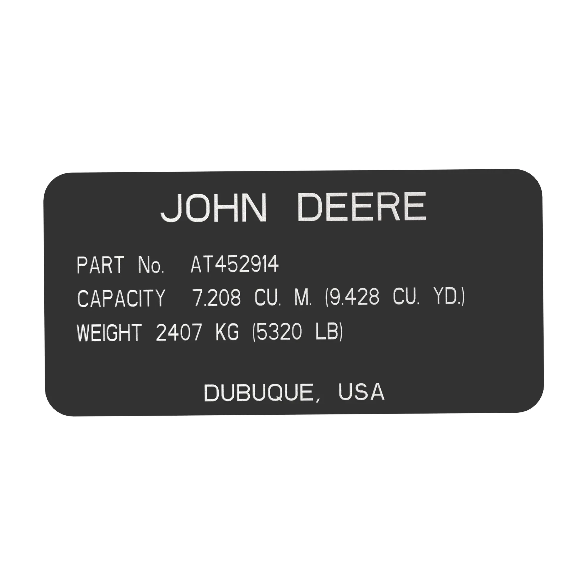 John Deere Identification Plate - T376678