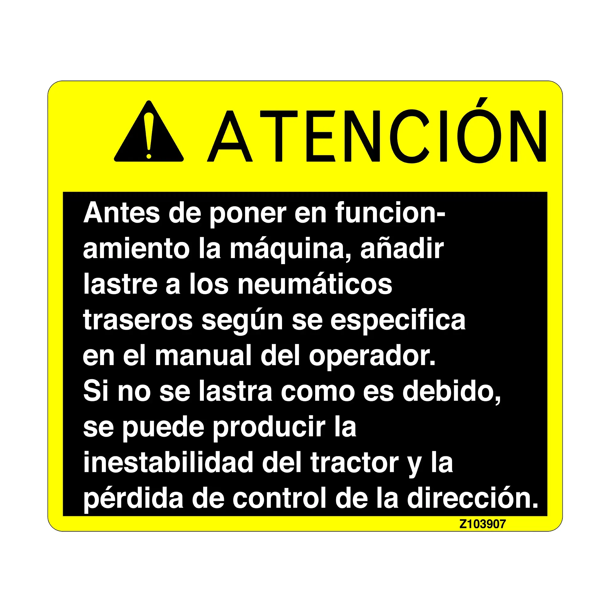 John Deere Safety Sign, Label - Z103907