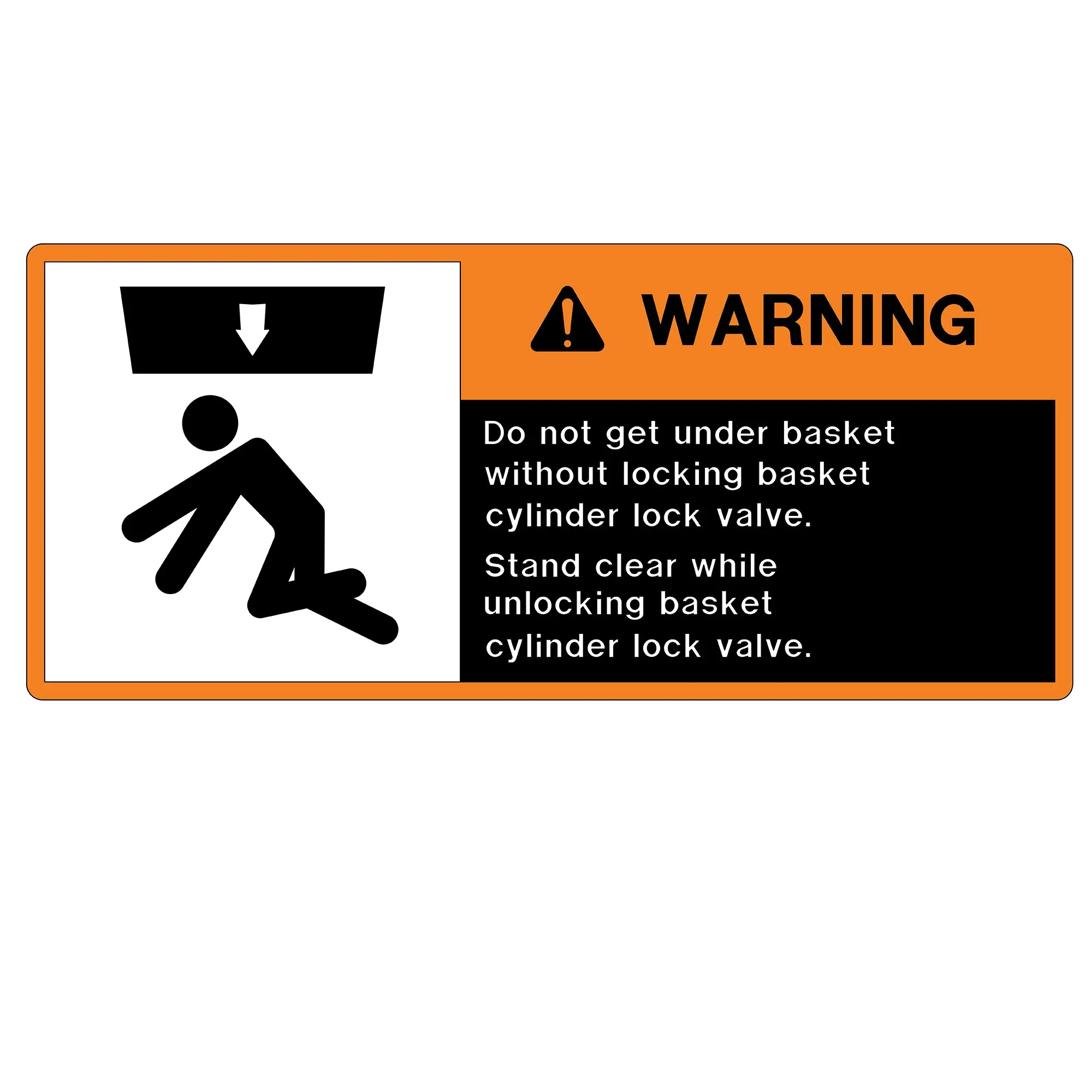 John Deere Do Not Get Under Basket Warning Sign - N272938