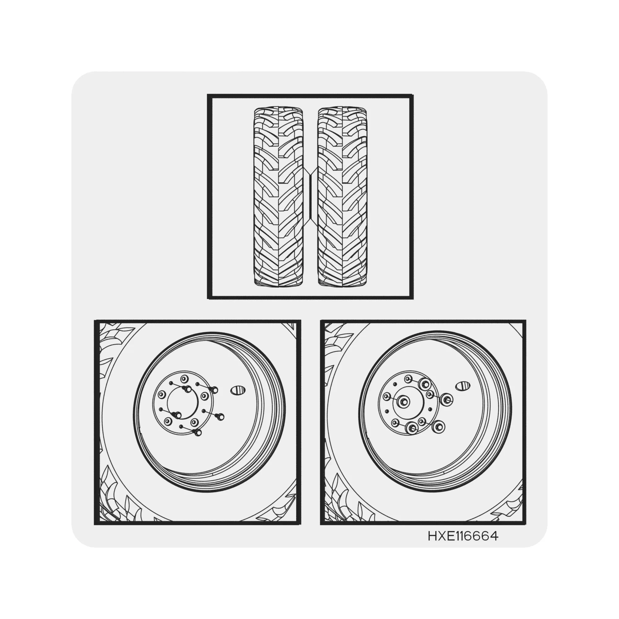 John Deere Wheel Bolt Instruction Label - HXE116664