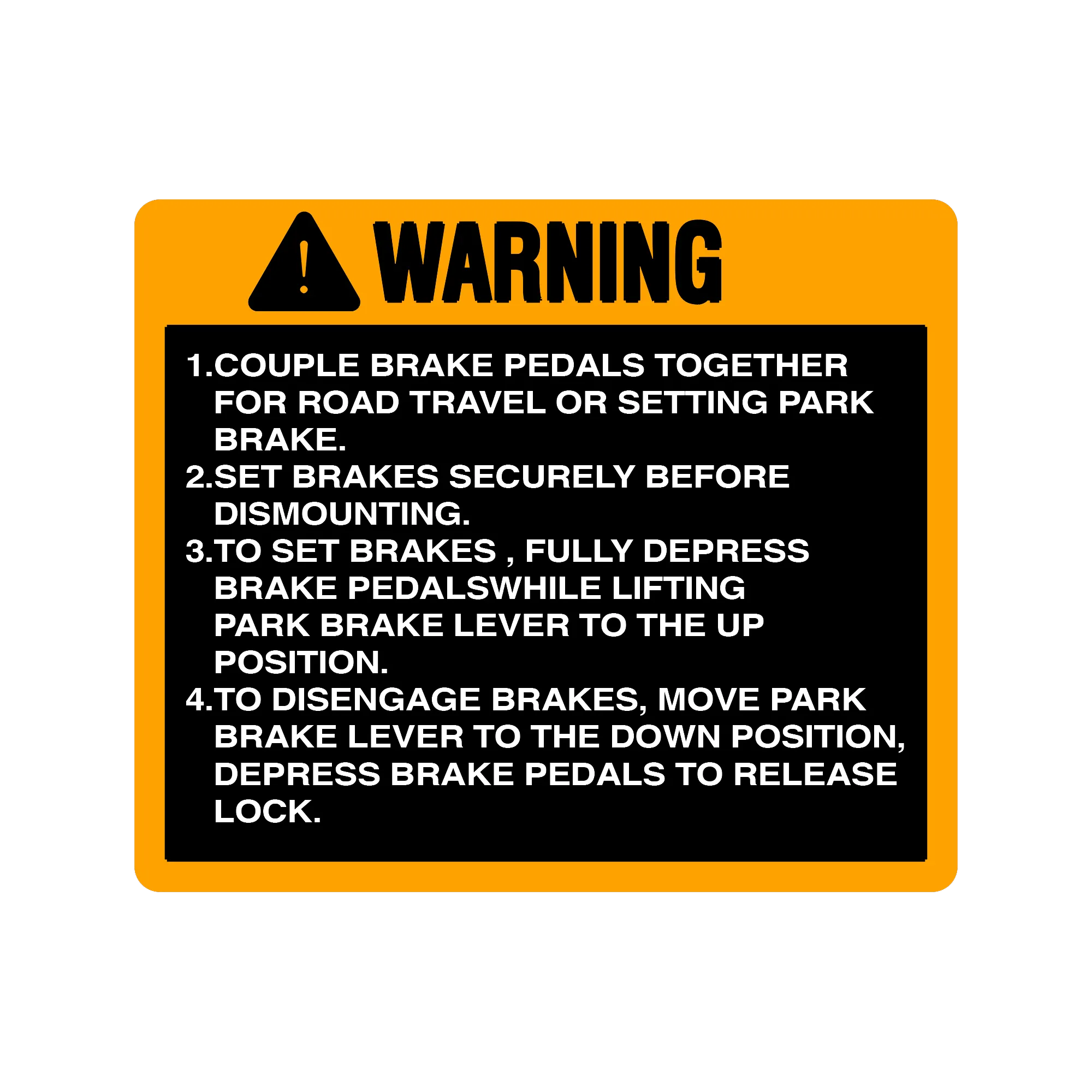 John Deere Park Brake Safety Sign - LVU11100