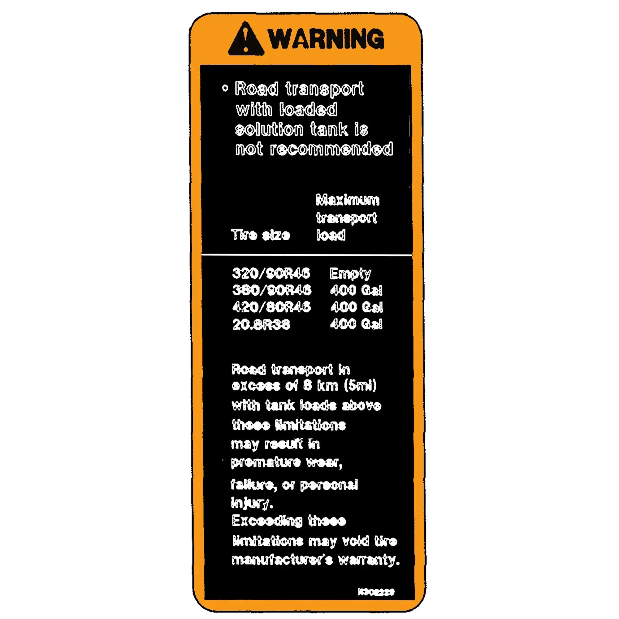 John Deere Label, Warning Transport - N302229
