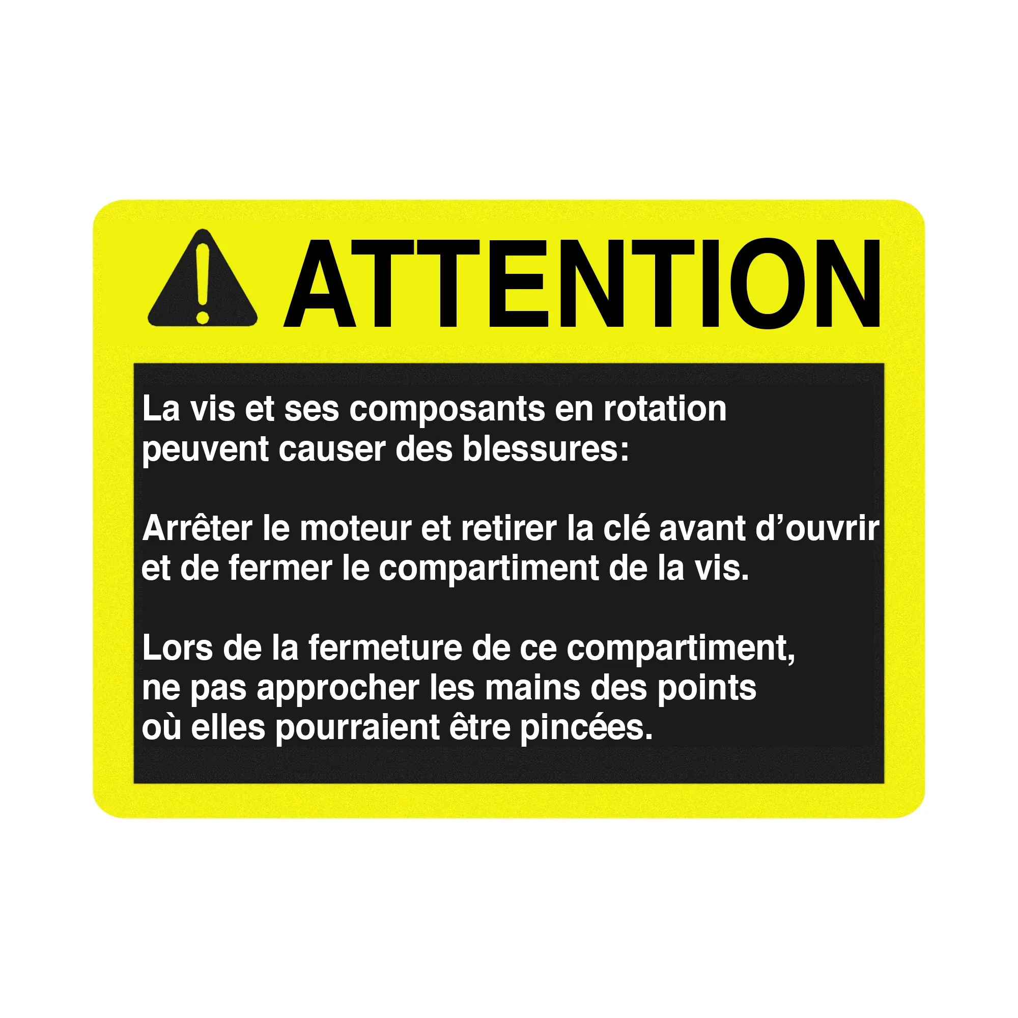 John Deere Caution-Folding Auger French Label - H170117
