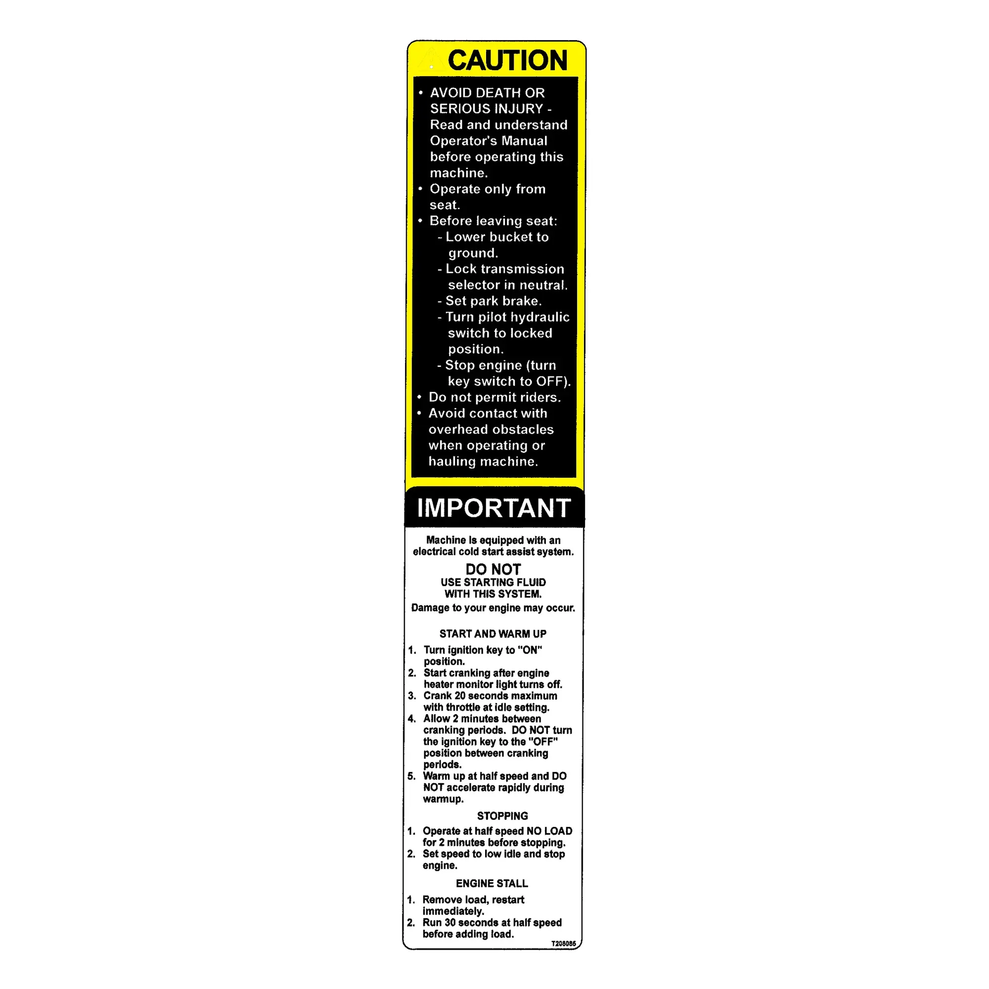 John Deere Safety Sign - T208085