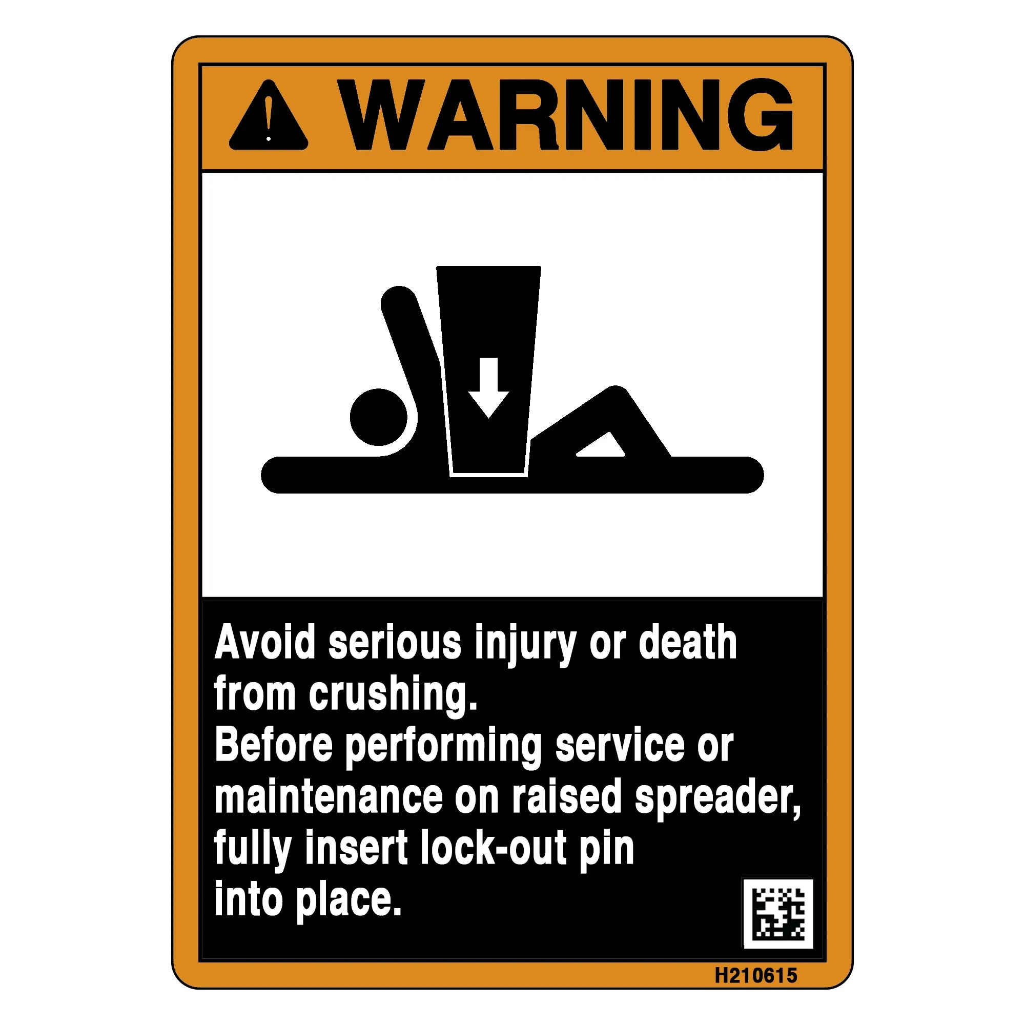 John Deere Safety Sign, Spreader Warning - H210615