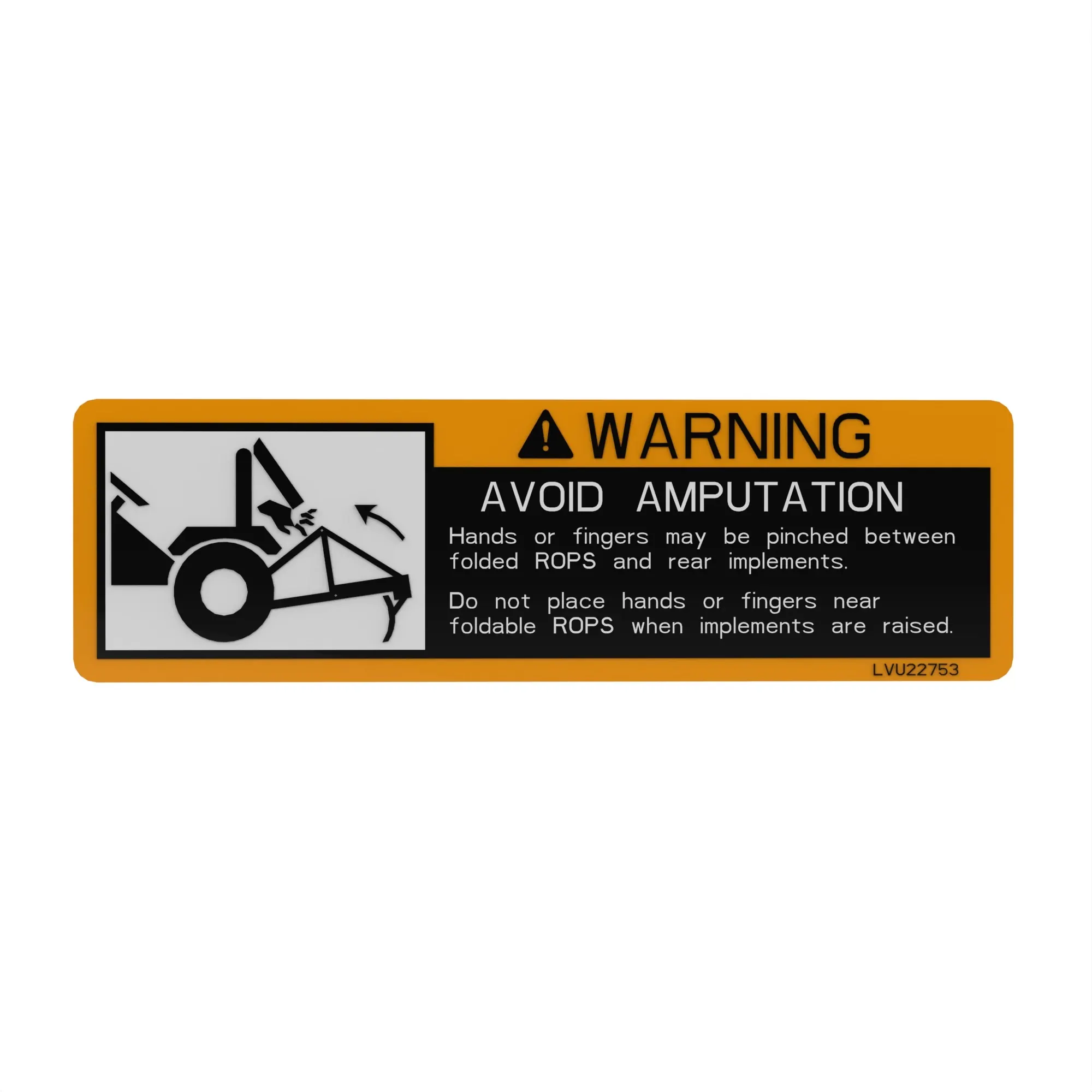 John Deere Warning Label Folding ROPS - LVU22753