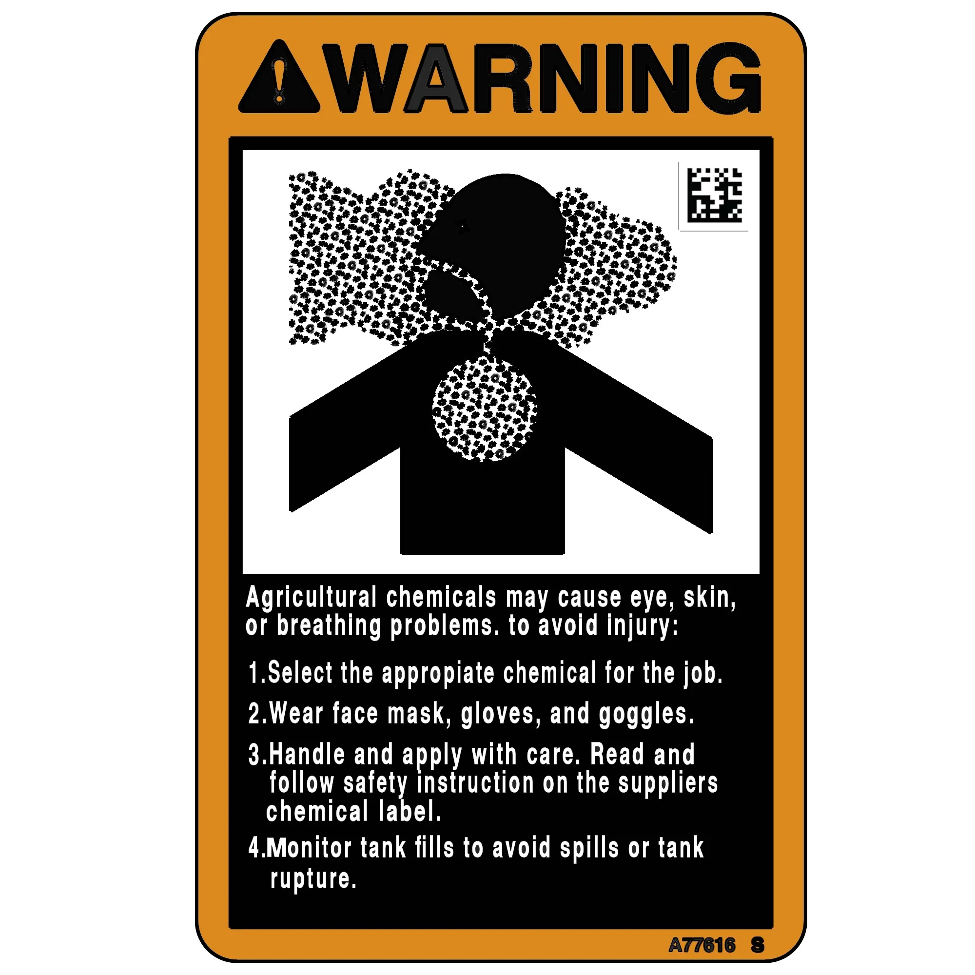 John Deere Warning Safety Sign - A77616