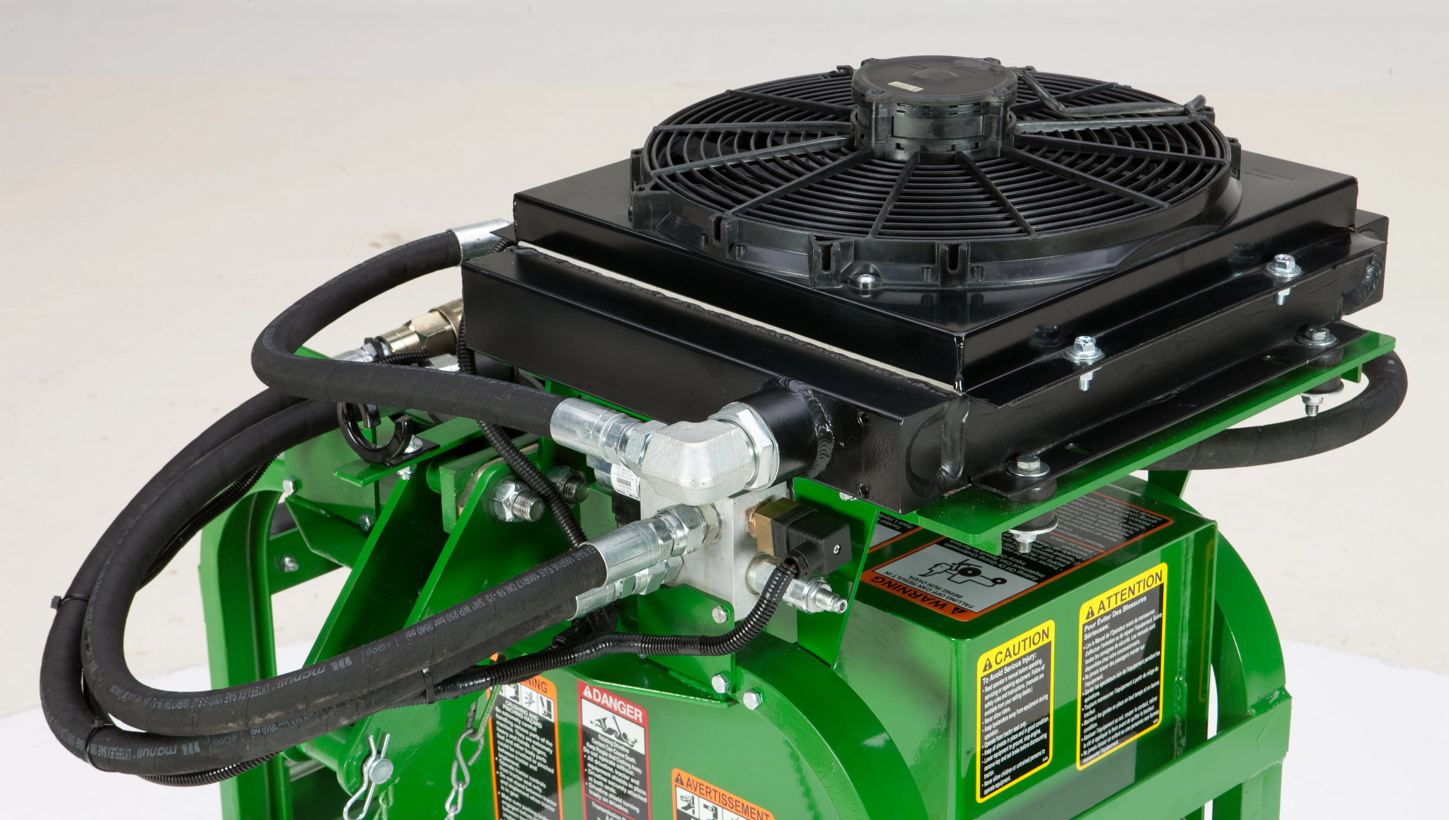 Studio view of the HP20 series hydraulic power pack's optional oil cooler unit