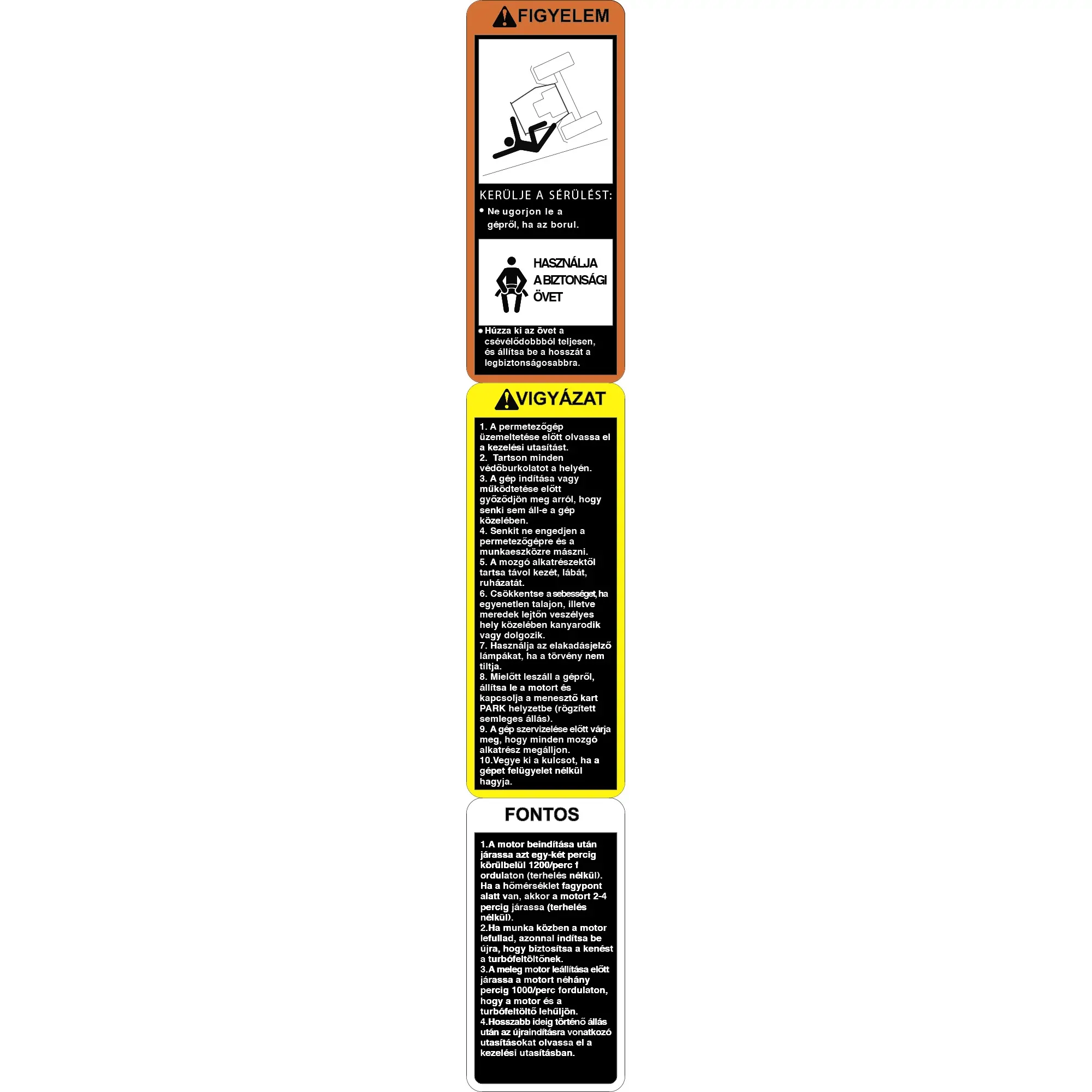 John Deere ROPS Warning Caution Label, Hungarian - N307933