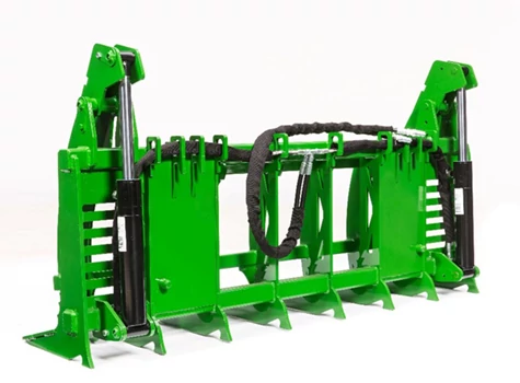 Rear left studio view of a green AV56G Series Root Grapple
