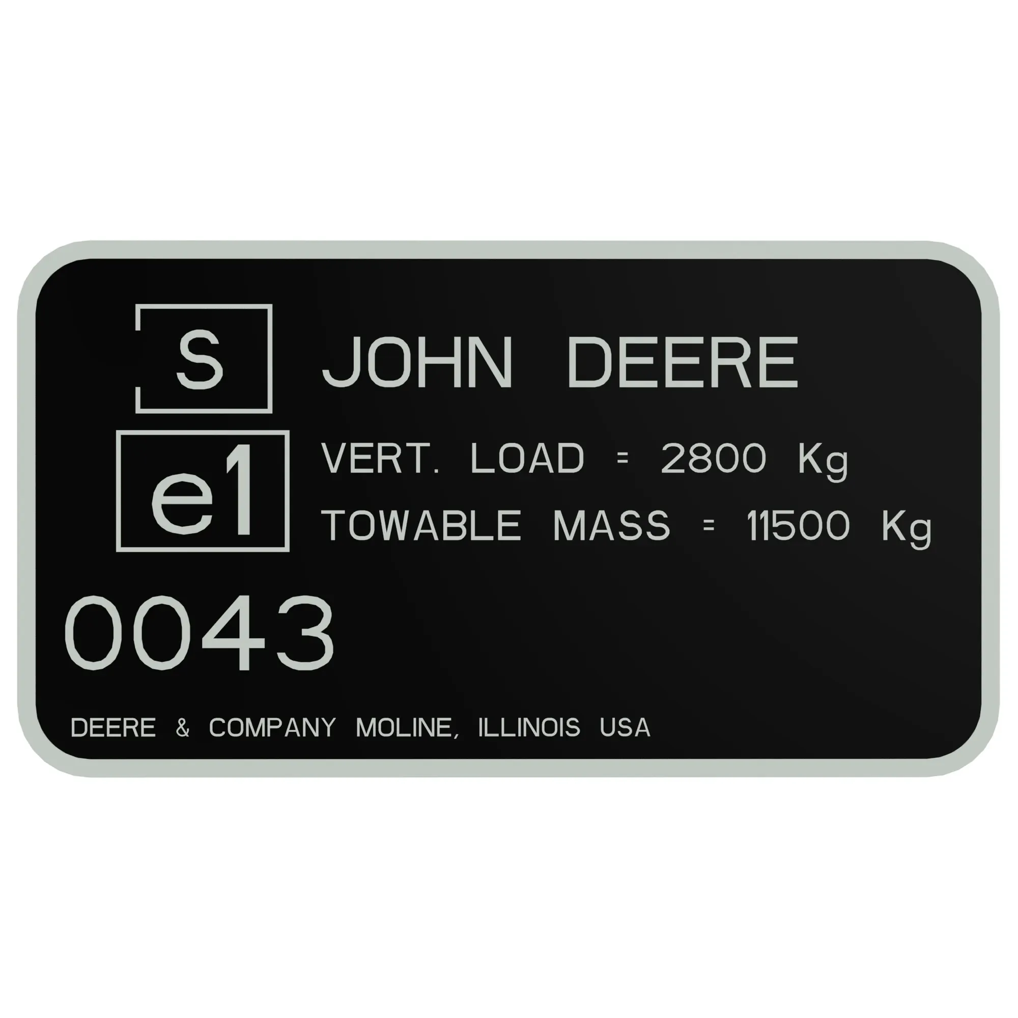 John Deere Drawbar Label - R119439