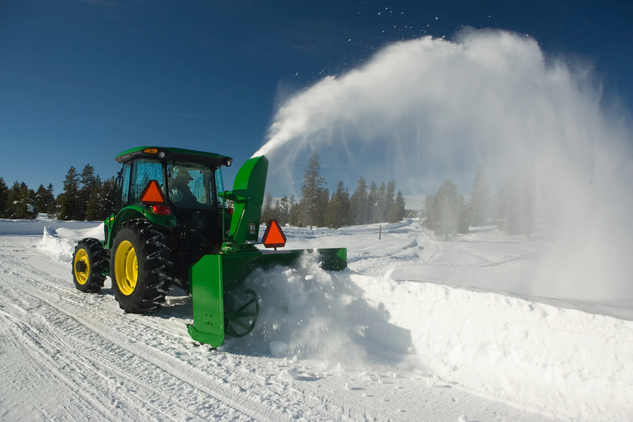 Blowing snow using a SB1388 Snowblower on 5426 Tractor