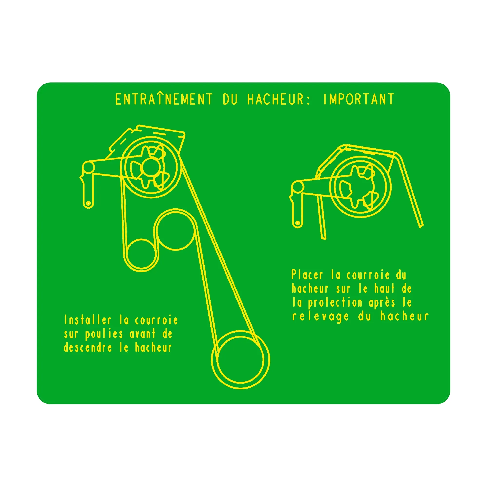 John Deere Chopper Belt Position Label, French - H173883