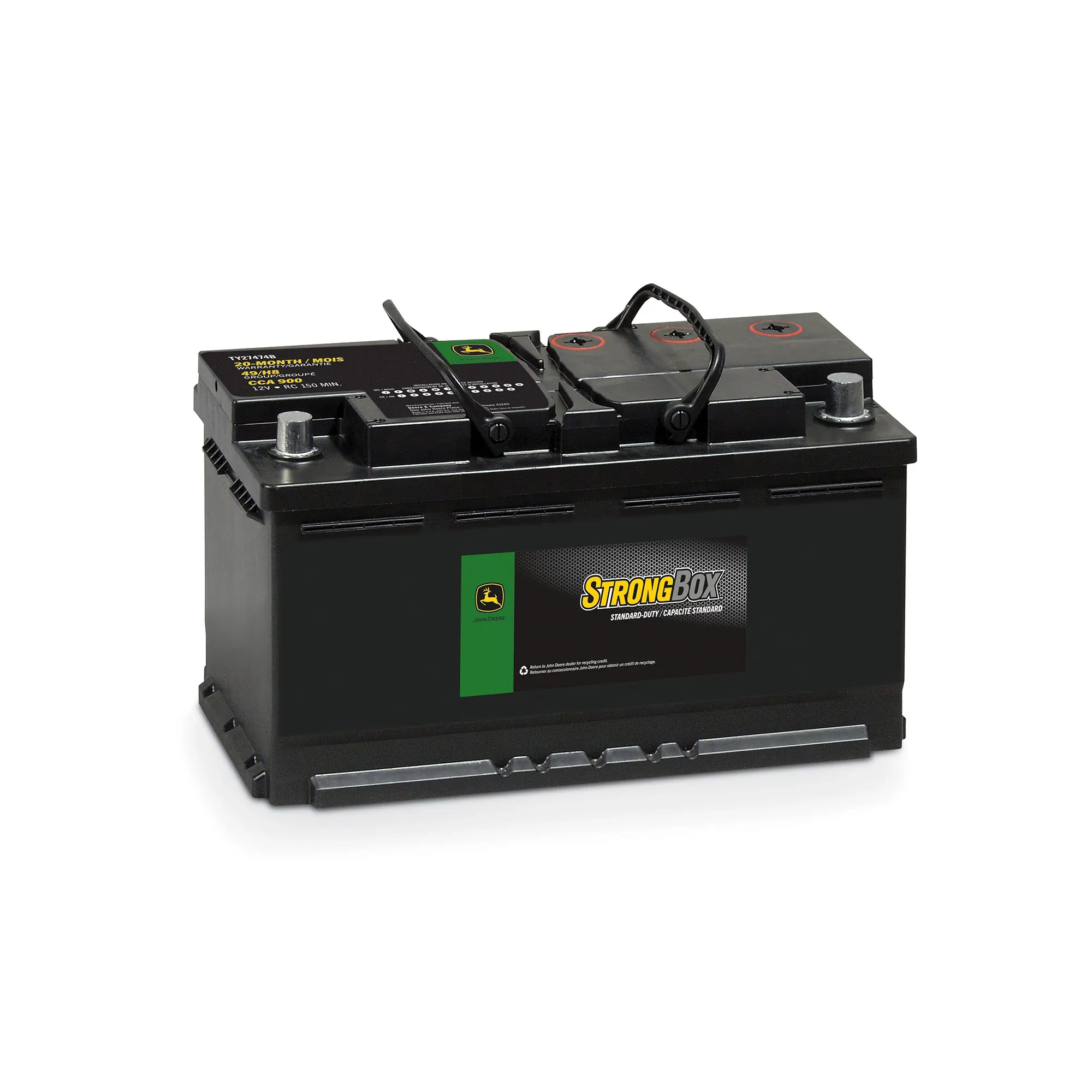 John Deere 12 Volt Battery, Wet Charged, 80 Ah, 900 CCA, 49 BCI - TY27474B