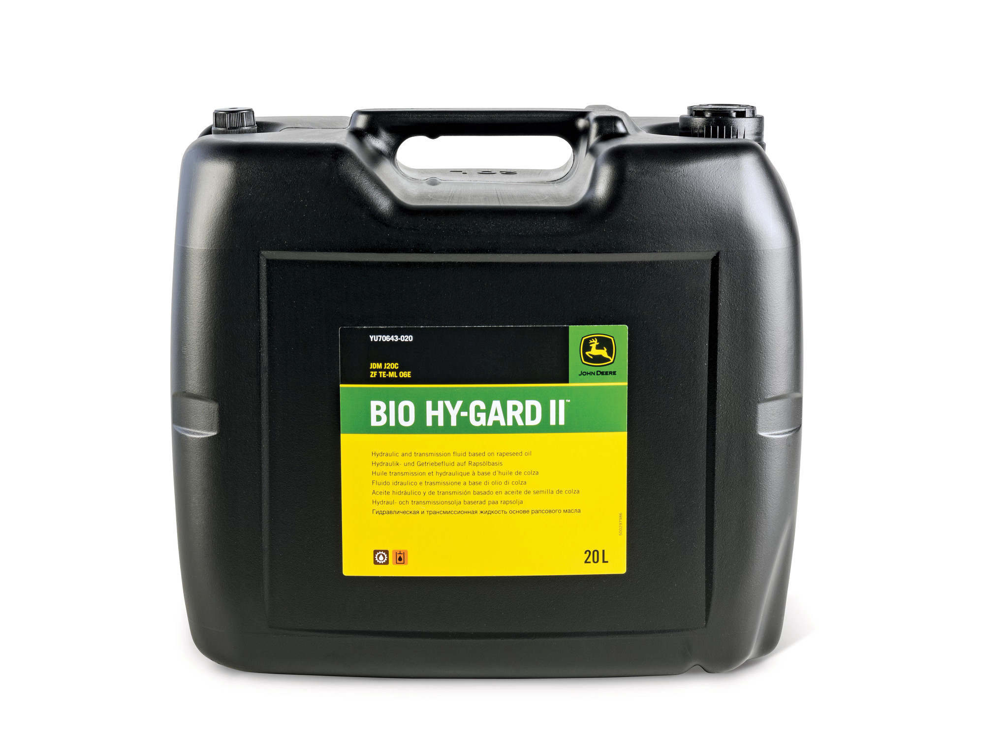 John Deere Transmission and Hydraulic Oil, Bio Hy-Gard™ II, JDM J20C, 20 Liter (5.28 Gallon) - YU70643-020