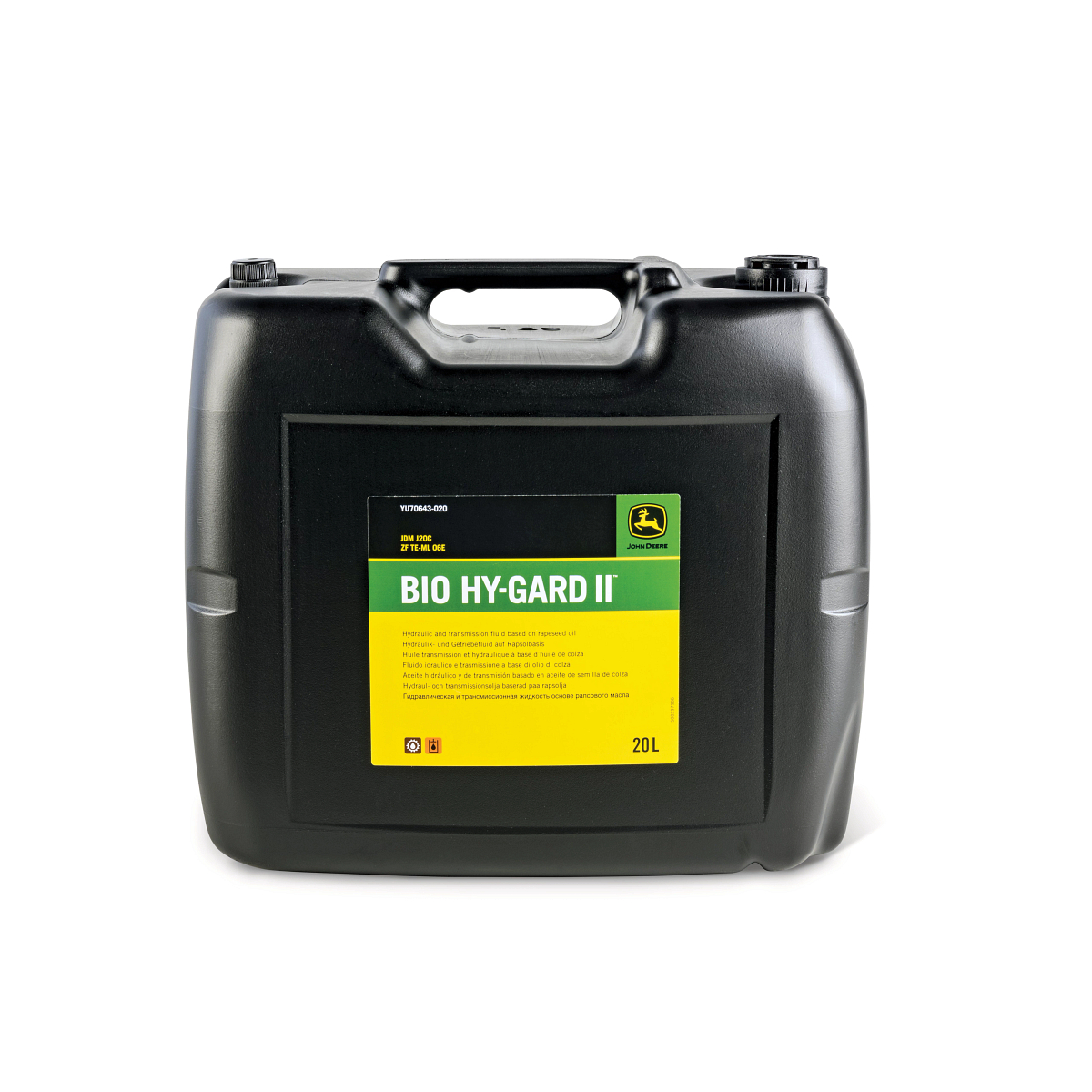 John Deere Transmission and Hydraulic Oil, Bio Hy-Gard™ II, JDM J20C, 20 Liter (5.28 Gallon) - YU70643-020