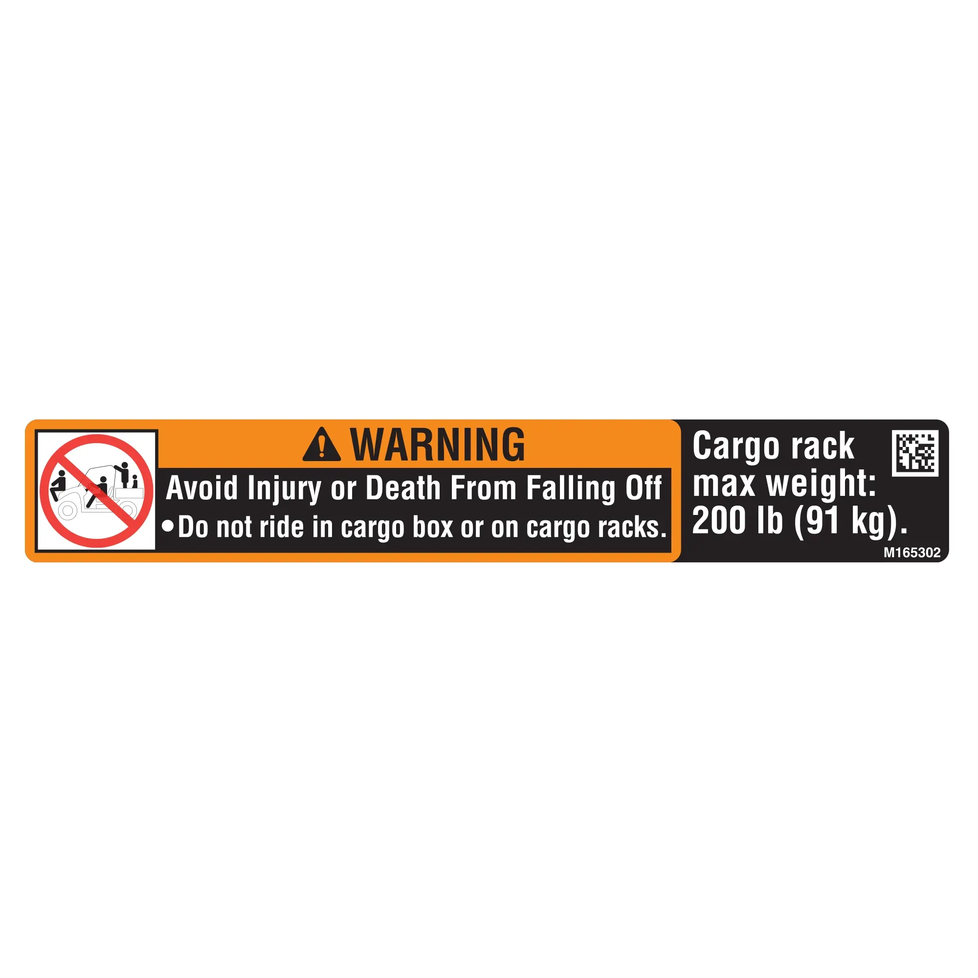 John Deere Safety Sign, Rear Rack Warning - M165302