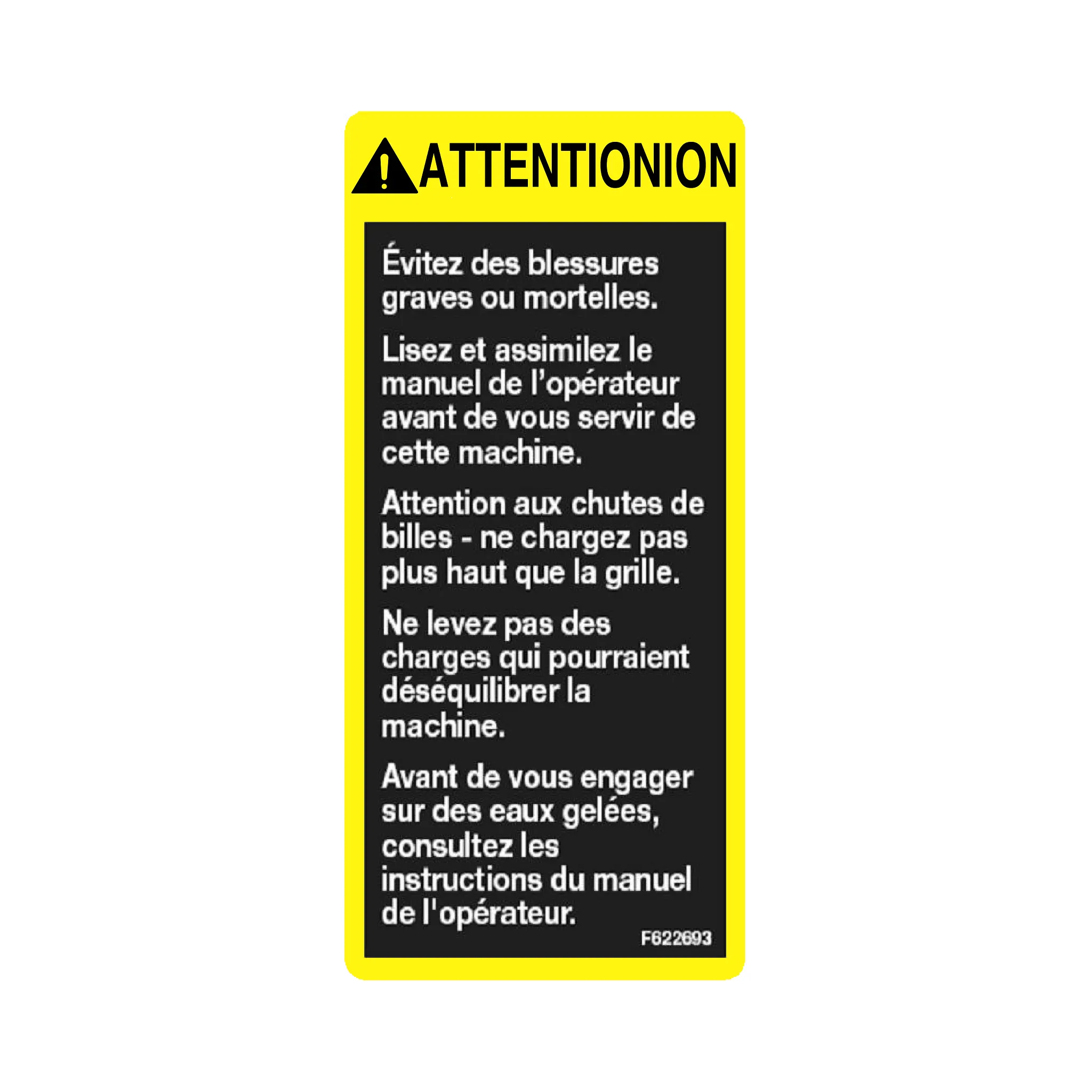 John Deere Label, Read Manual - F622693