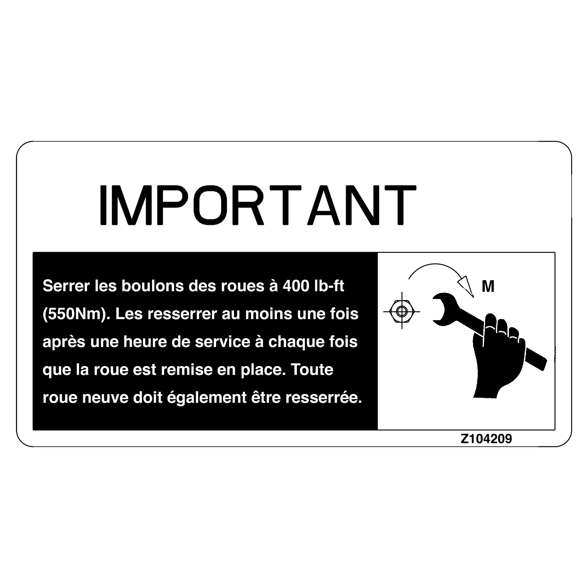 John Deere Safety Sign, Label - Z104209