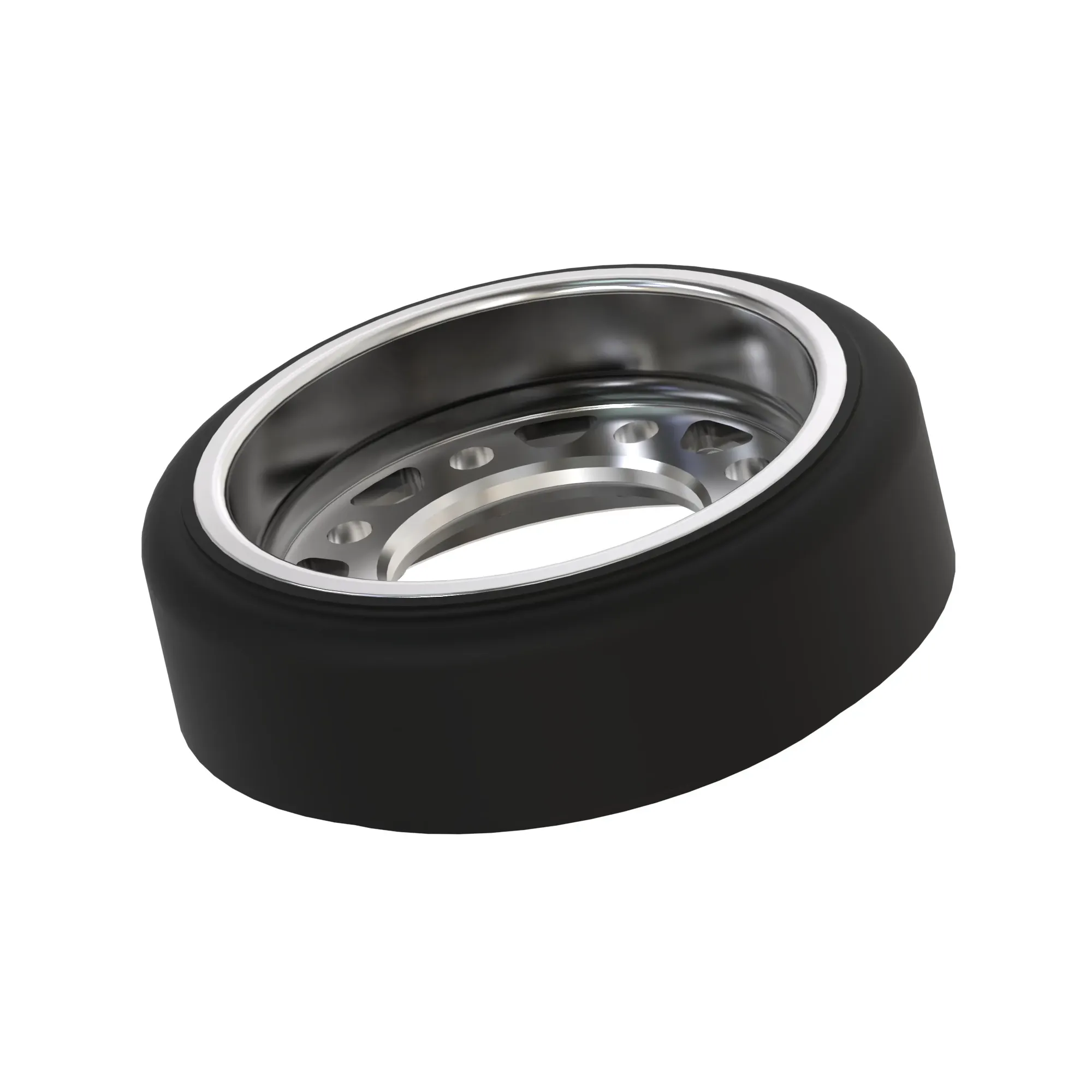WHEEL AND TIRE ASSEMBLY, W/RUBBER