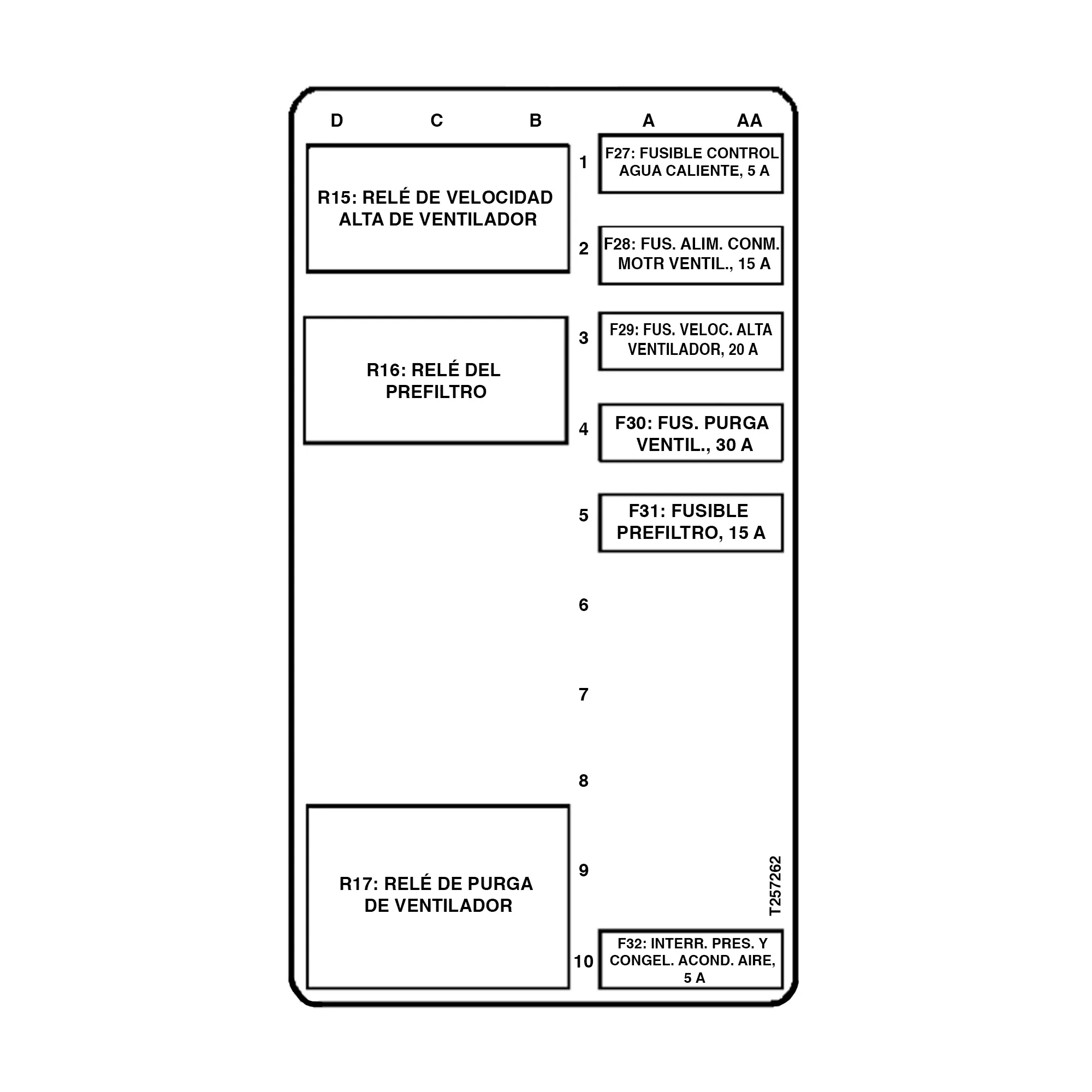 John Deere Spanish Rear Fuse Block Label - T257262